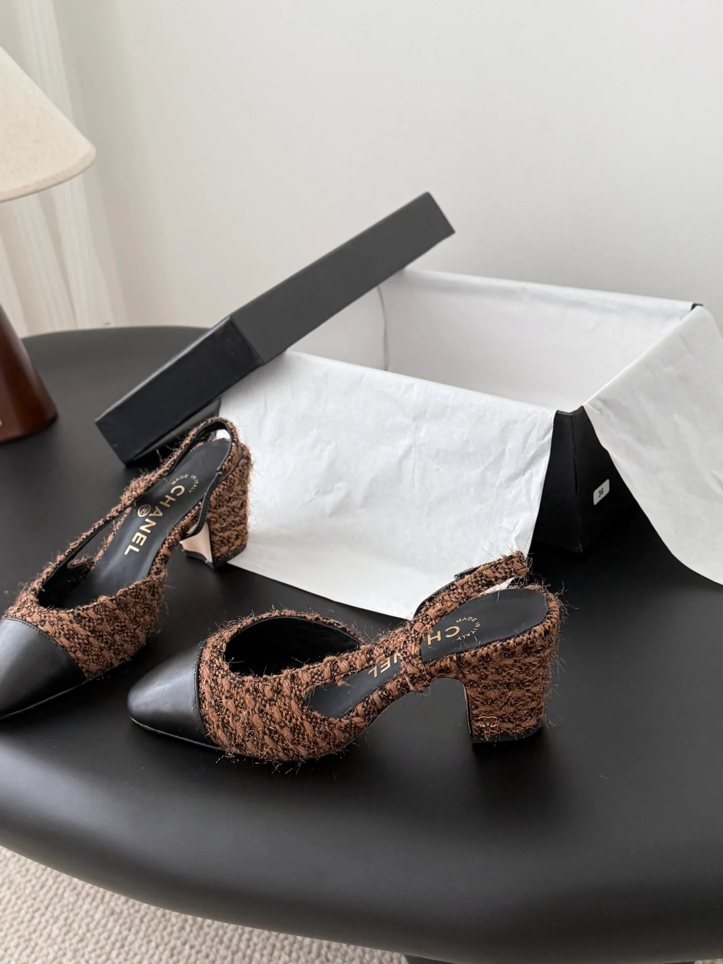 Chan 25fw slingback chunky heels