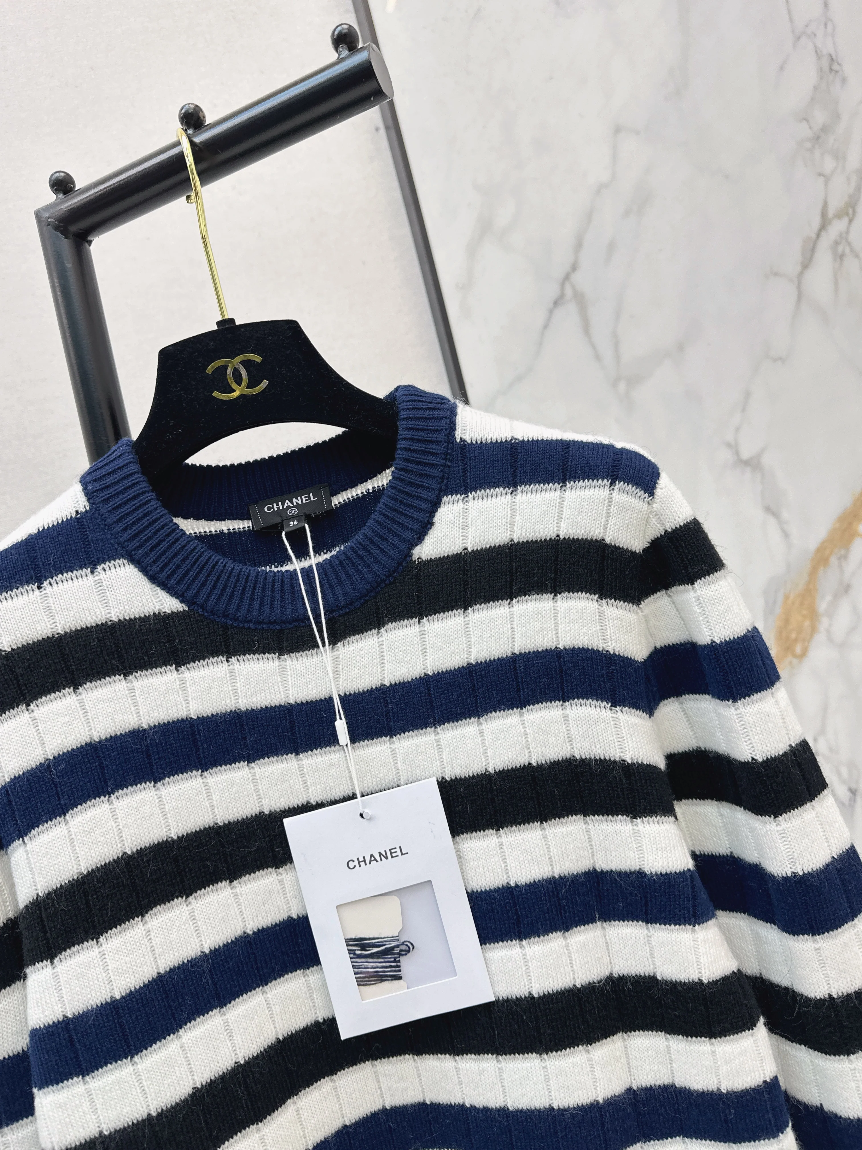 Chan 26ss stripe knitted cardigan