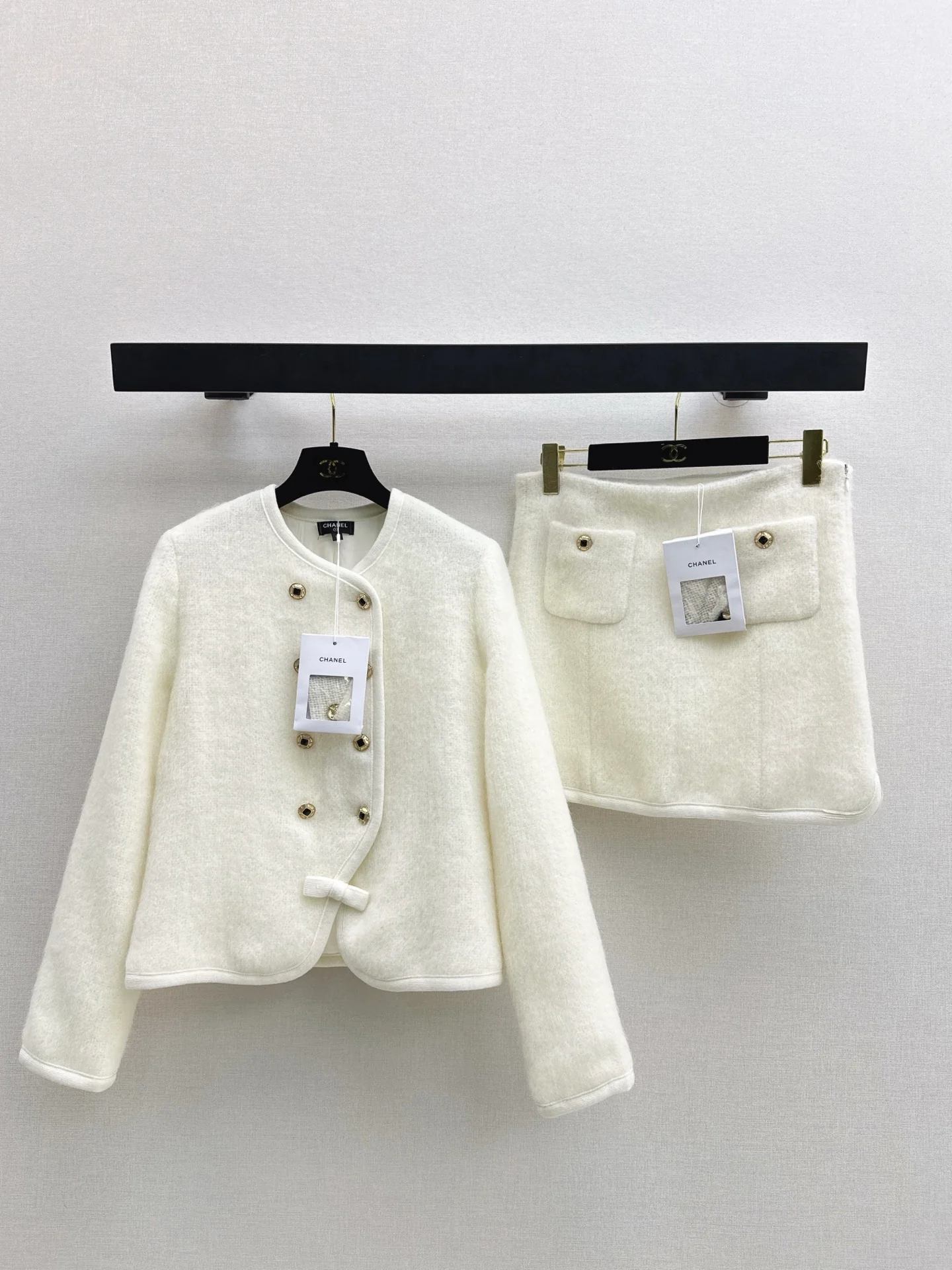 Chan 26ss woolen jacket skirts outfit sets