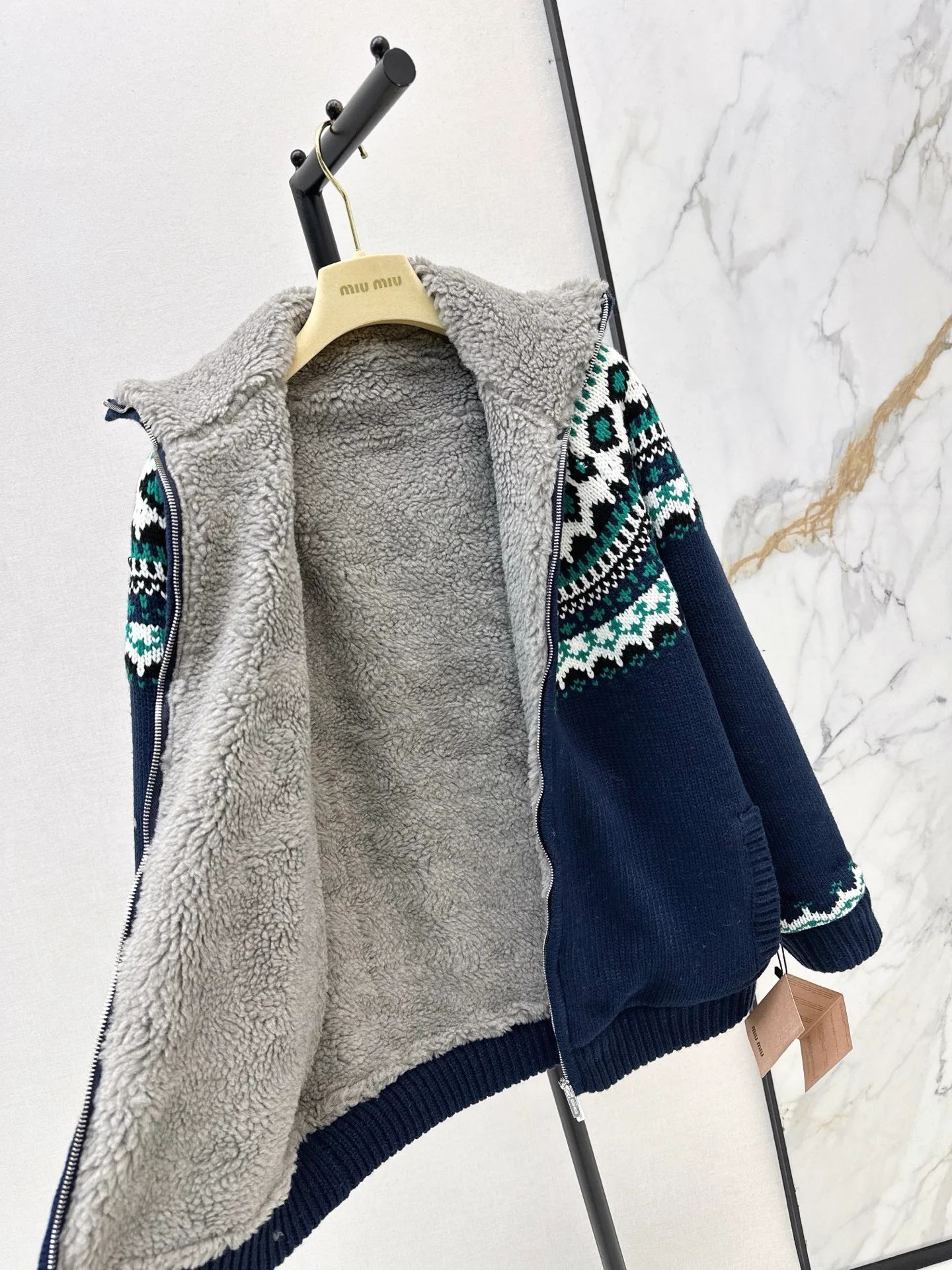 Miu 25fw fair isle cardigan
