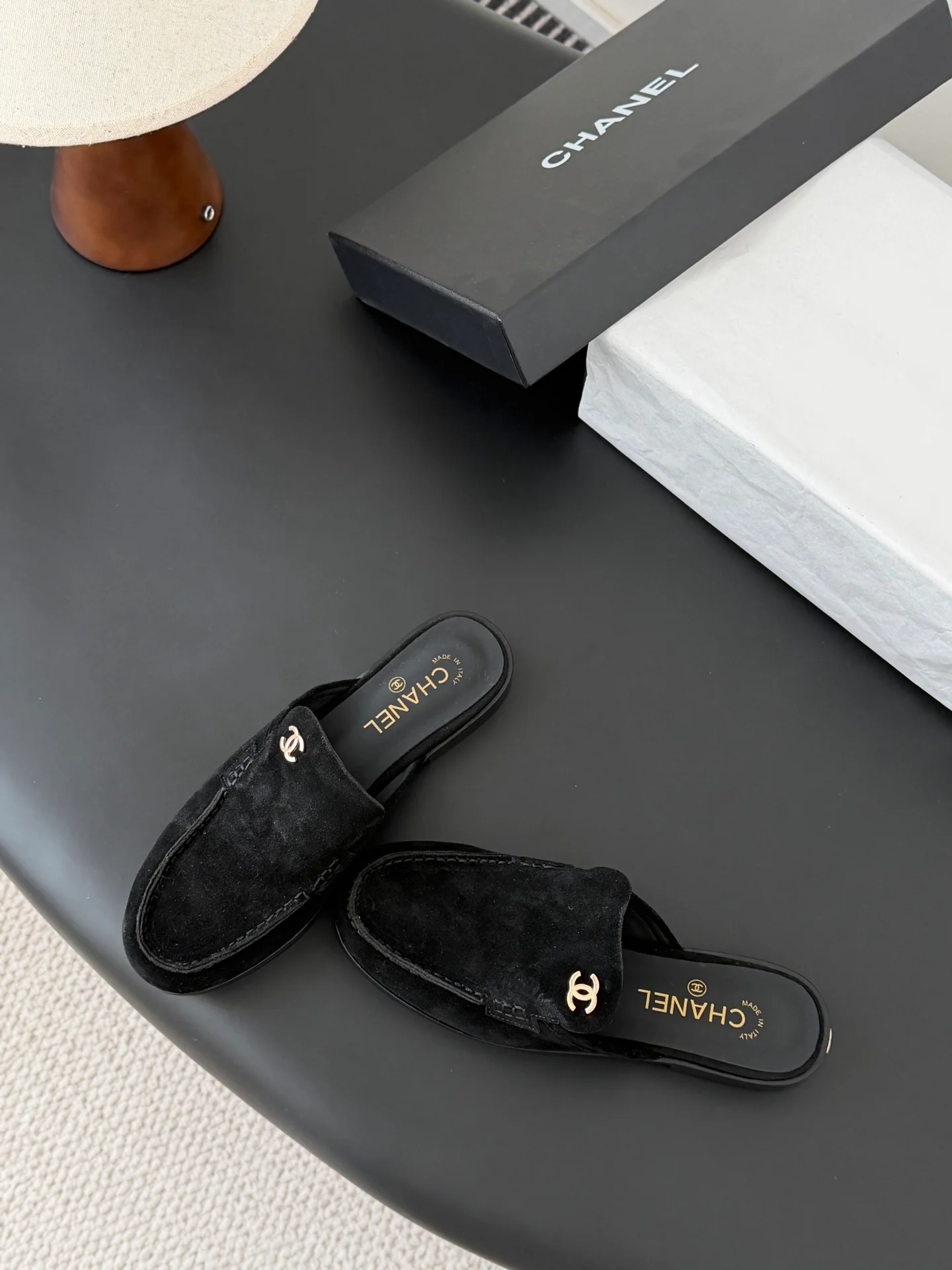 Chan 26ss slip-on loafer mules
