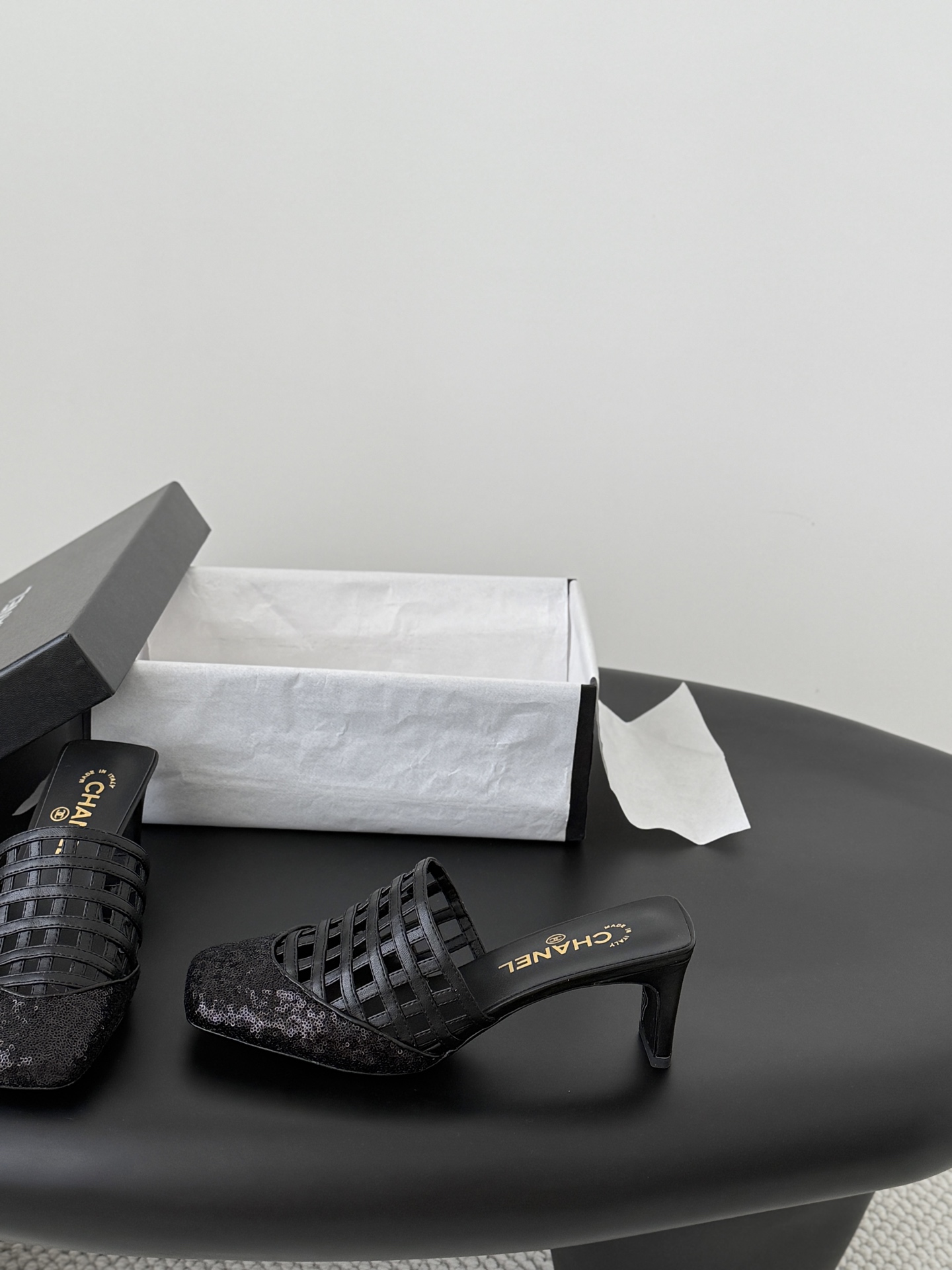 Chan 26ss woven mules heel