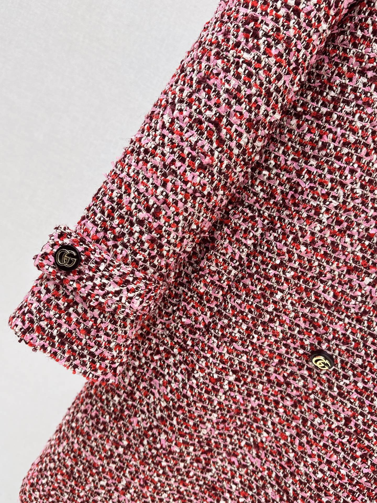 Gucc 26ss check tweed overcoats