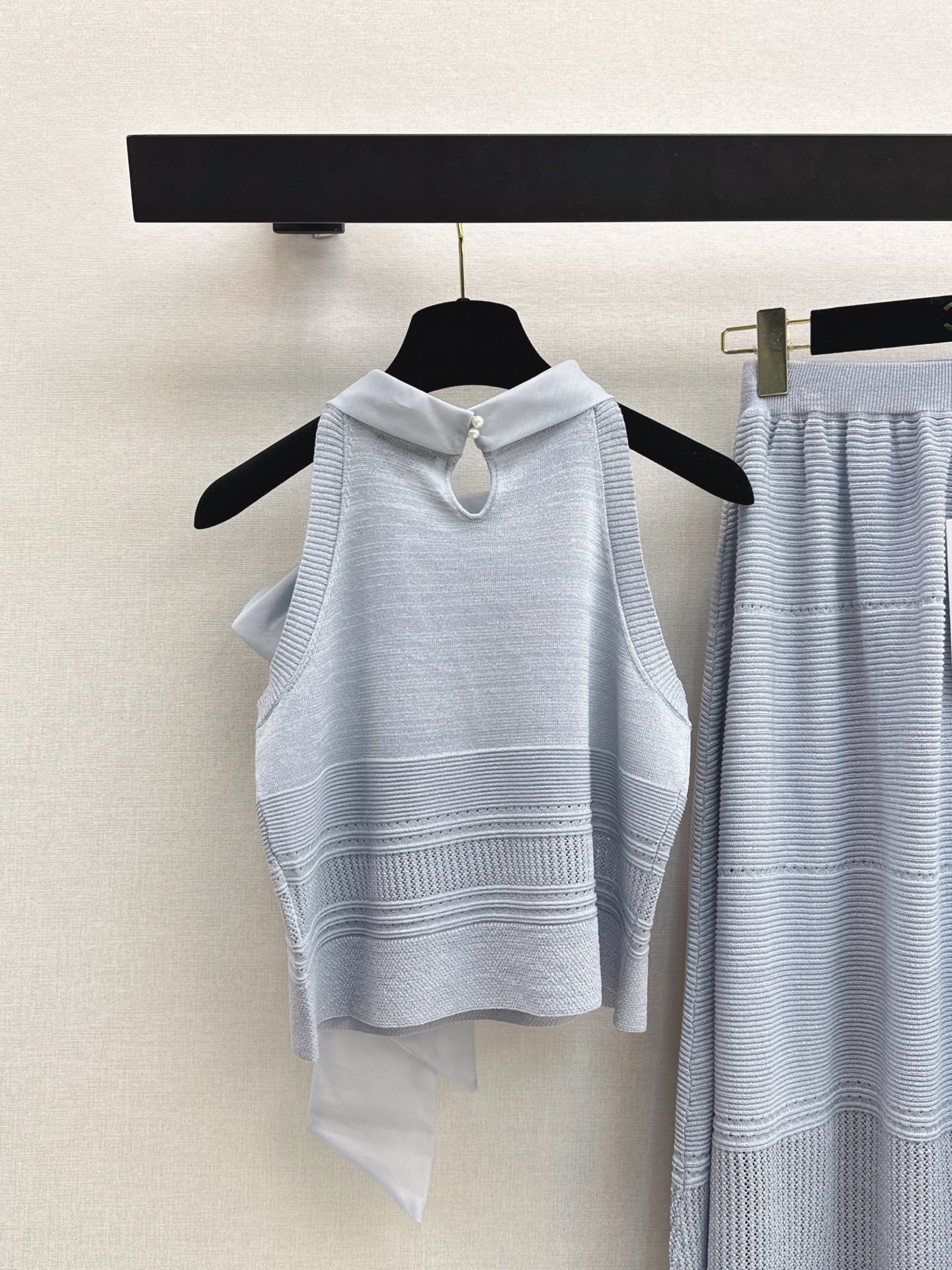 Chan 26s knit ribbon vest skirt sets