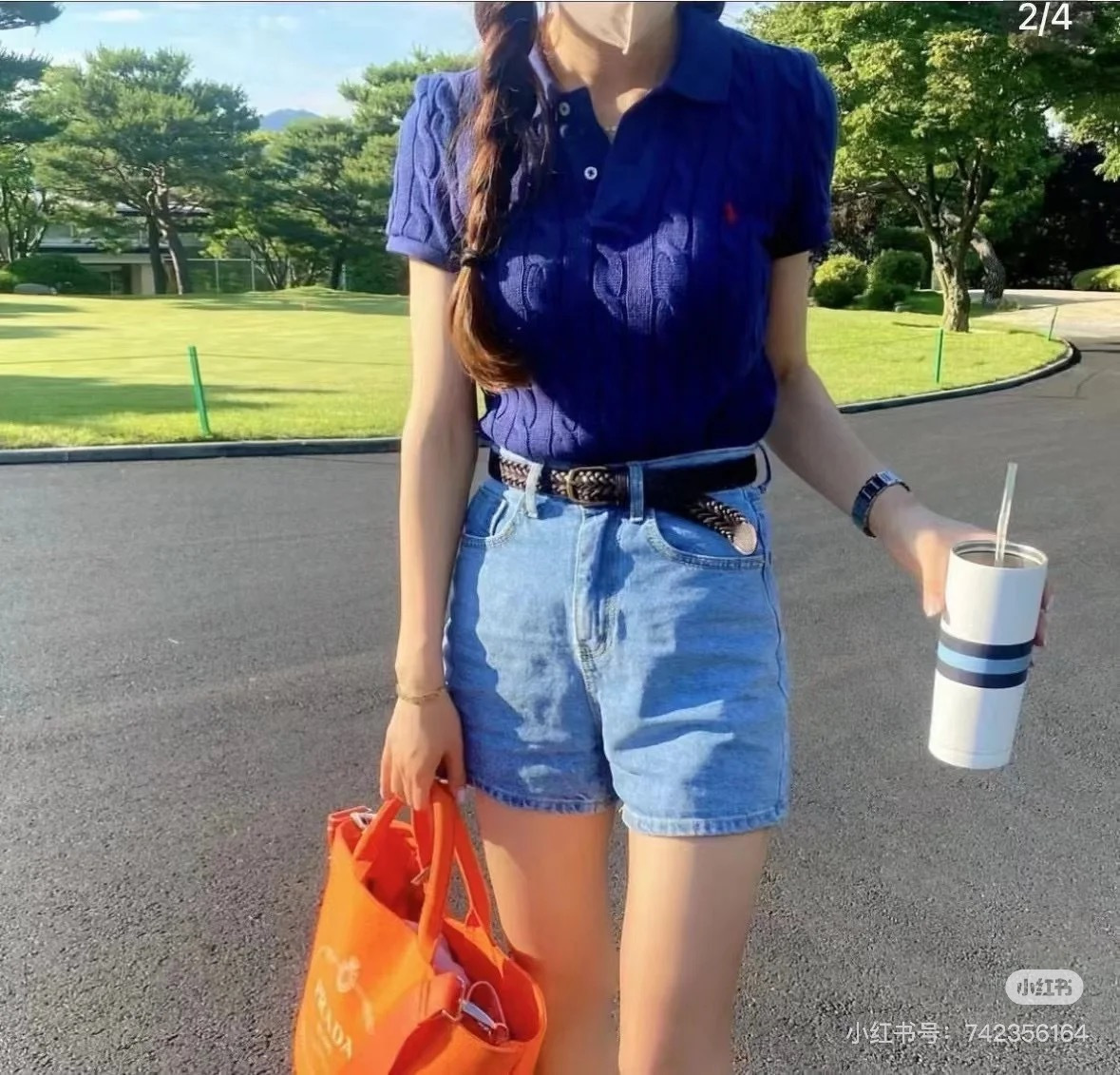 Ralp 26ss cable polo knit top