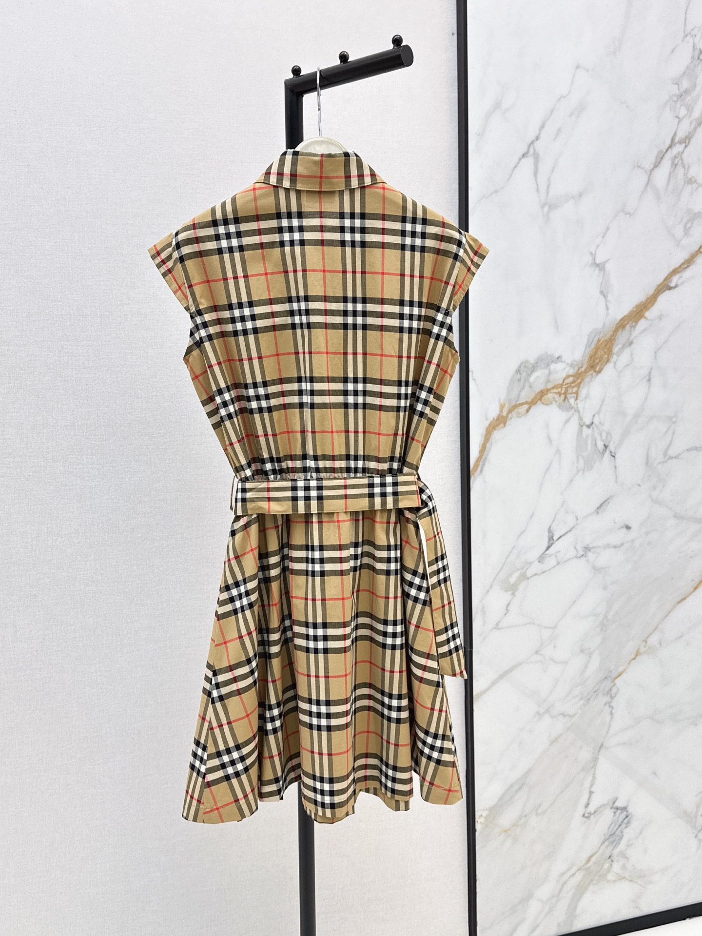 Bur 26ss check belted dress