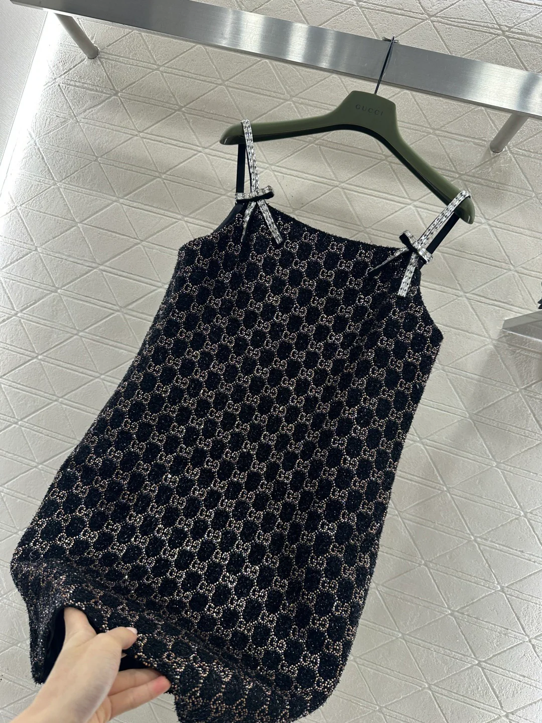 Gucc 26ss rhinestones dress