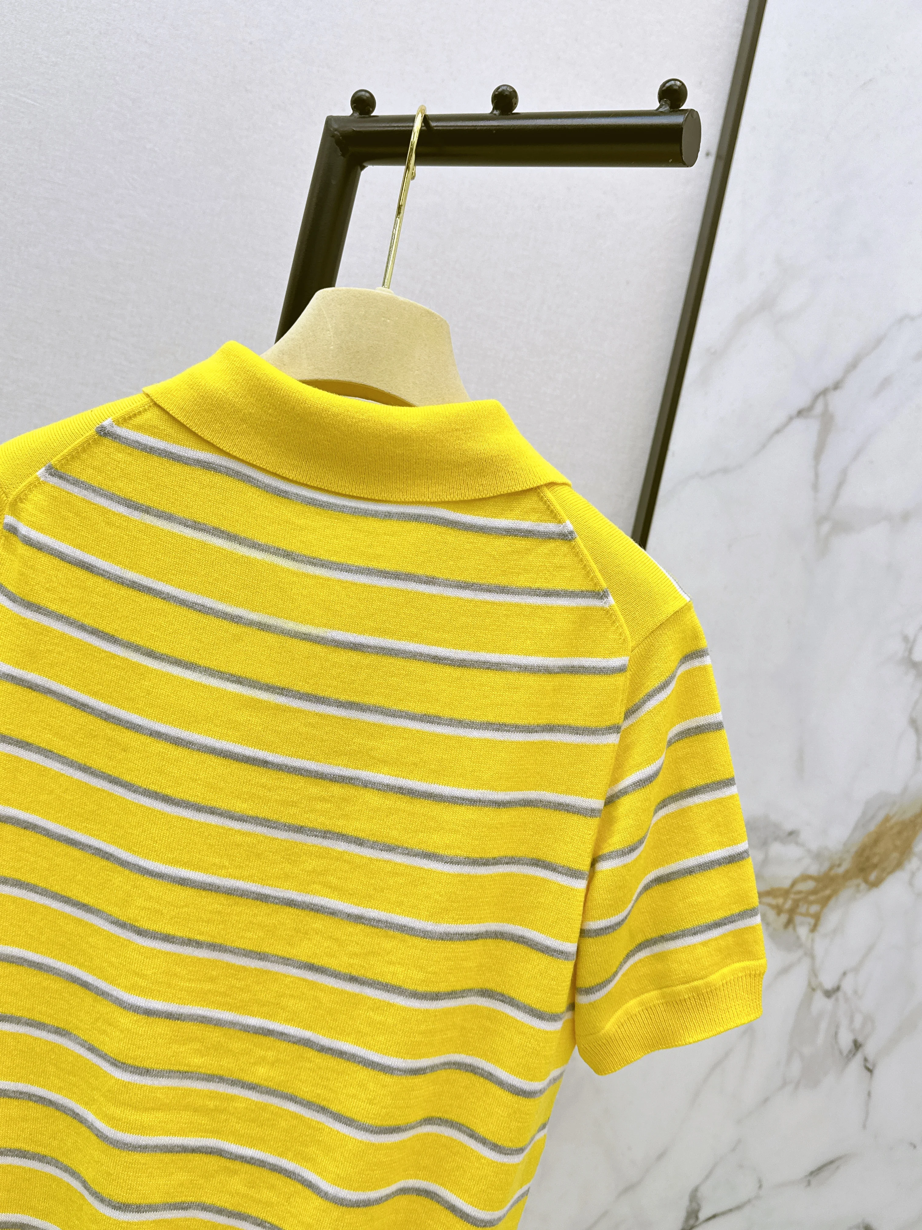 Miu 26ss stripe polo knit sweater