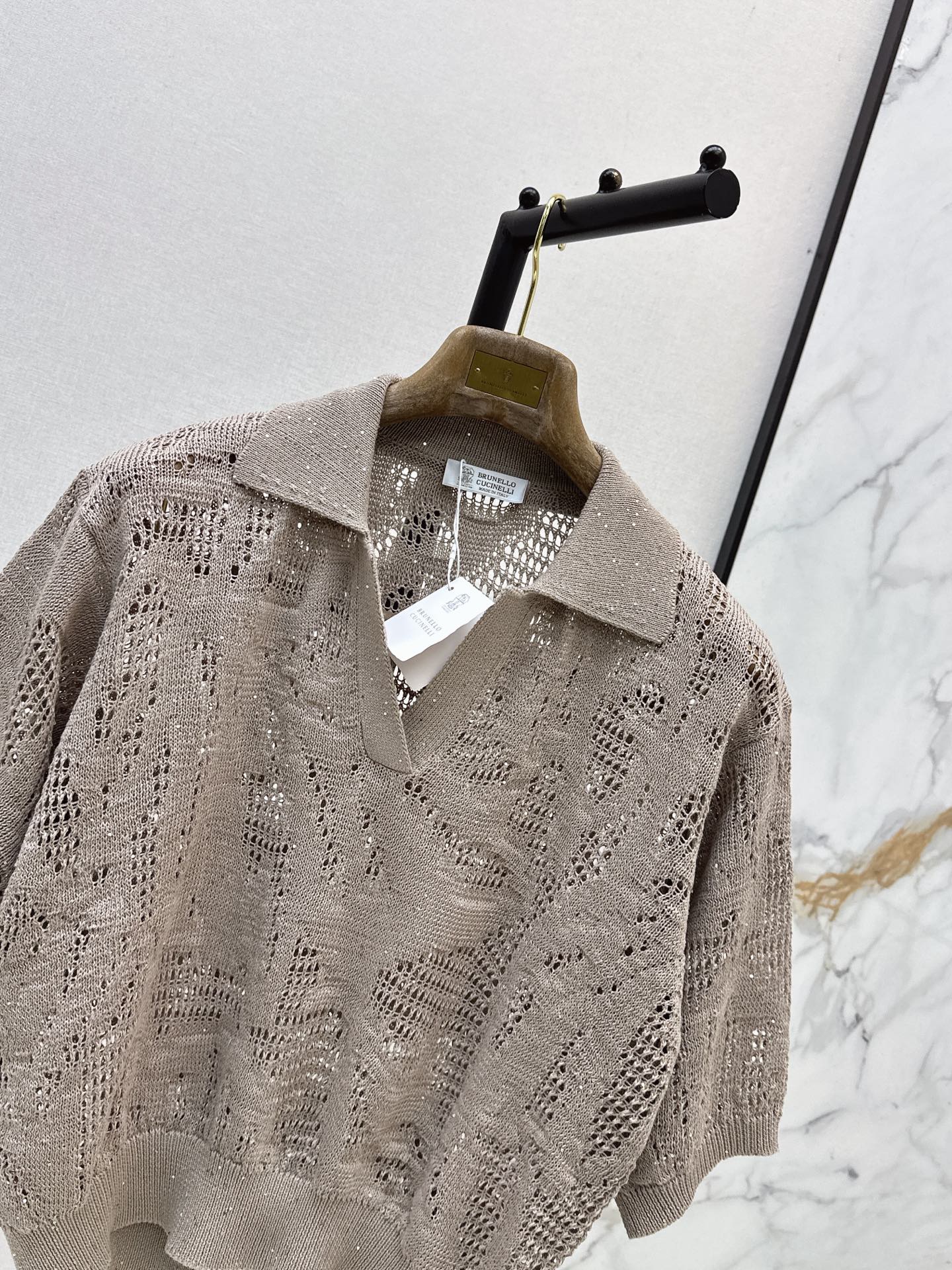 Brun 26ss hollow knitwear
