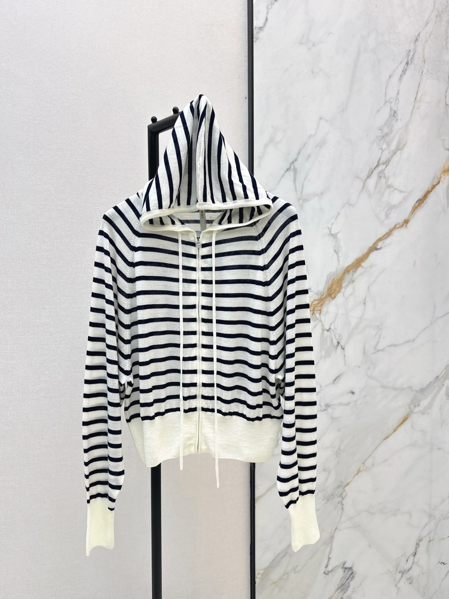 CD 26ss stripe hooded knit cardigan
