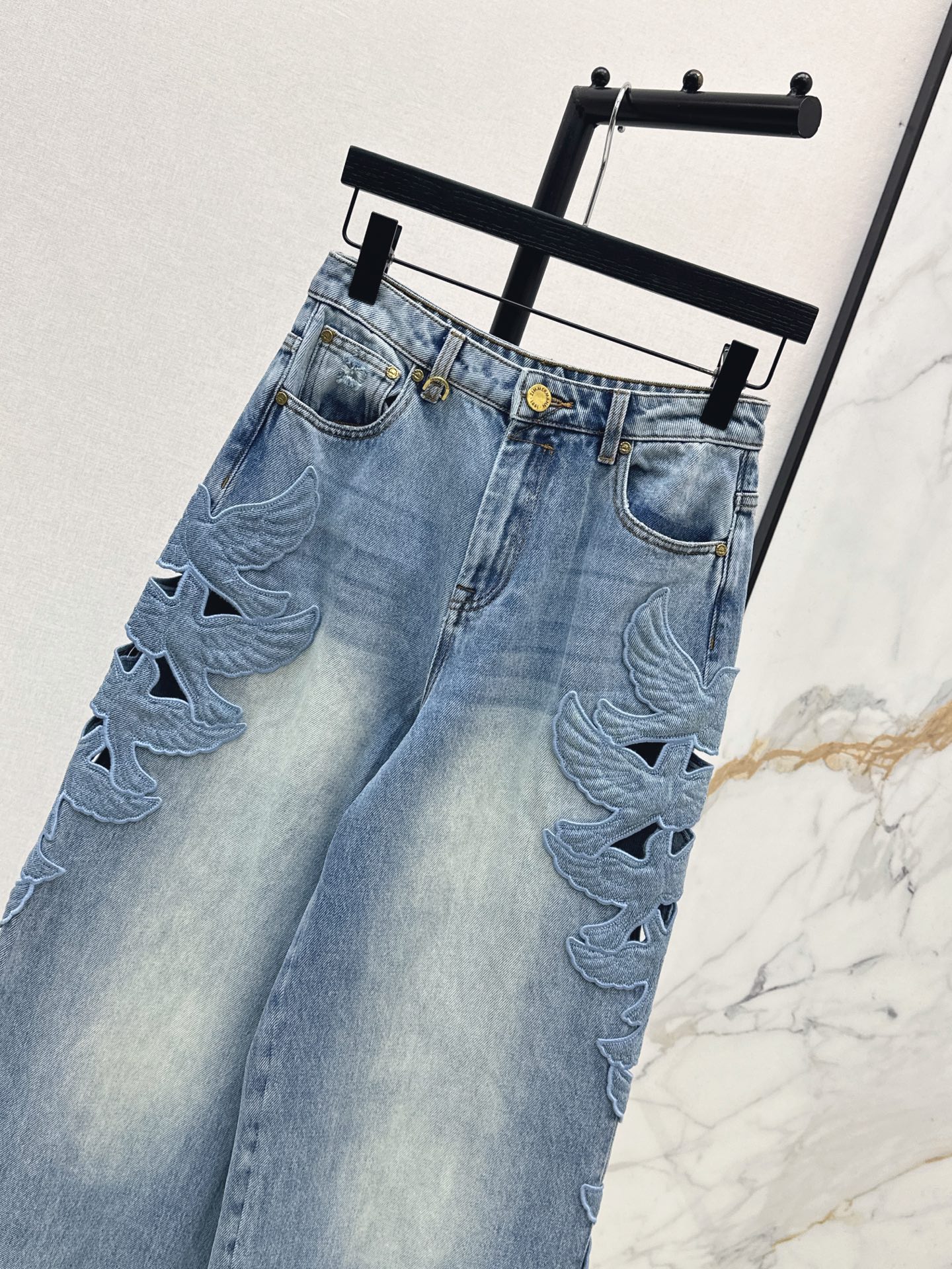 Zimm 26ss hollow embroidery jeans