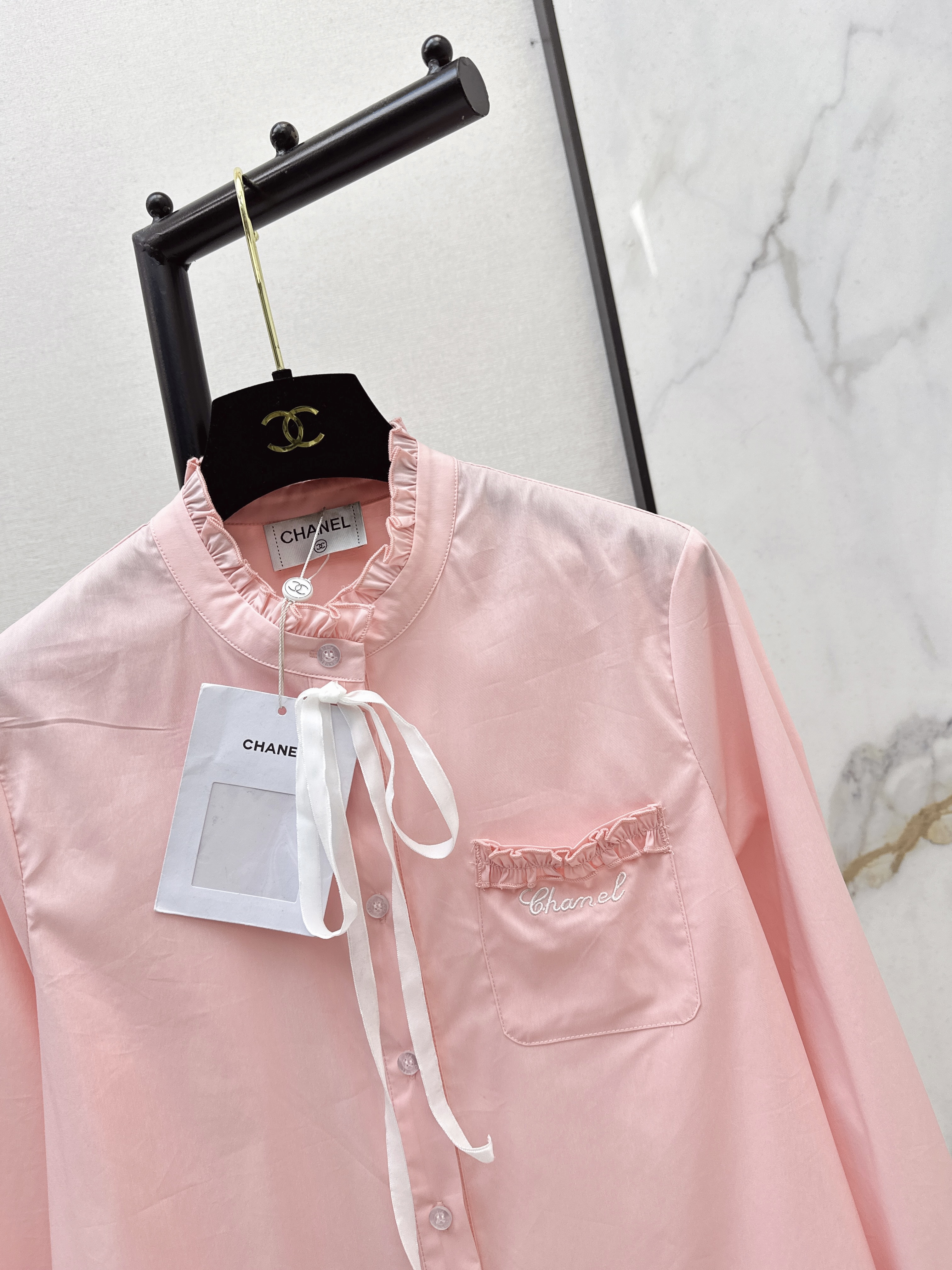 Chan 26ss ribbon shirts