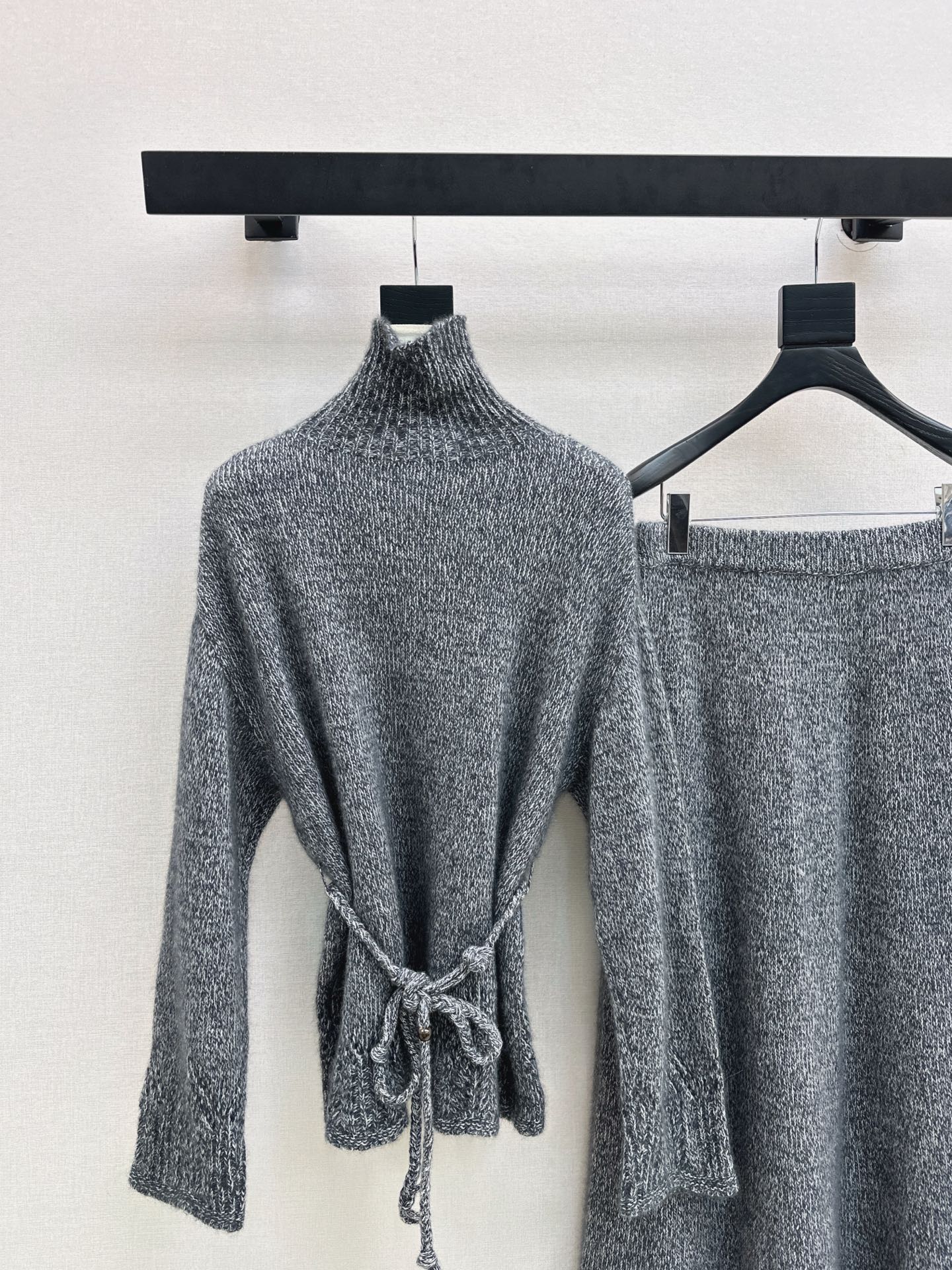 Brun 25fw knit high neck sweater+skirts outfit set