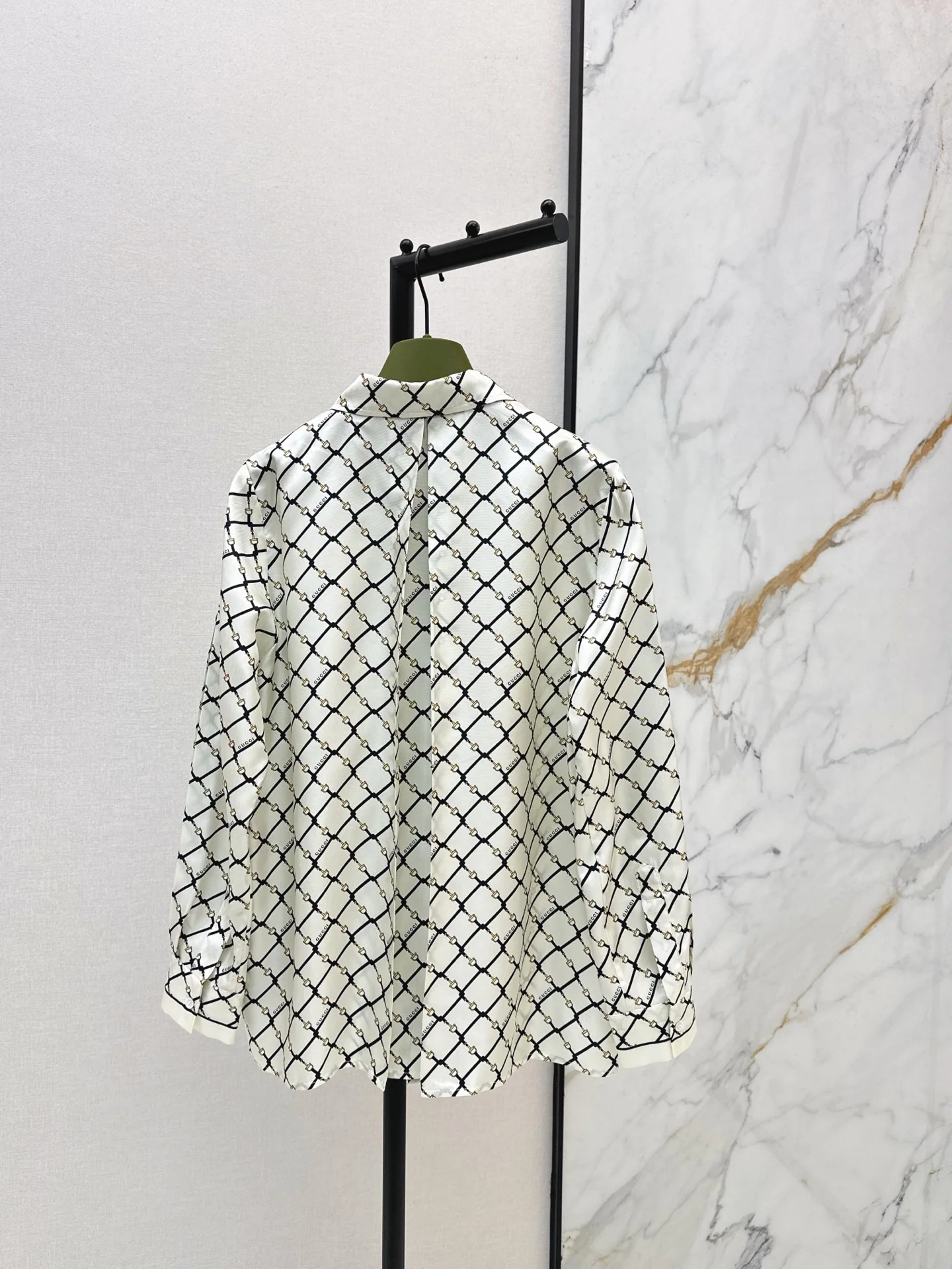 Gucc 26ss check silk shirt