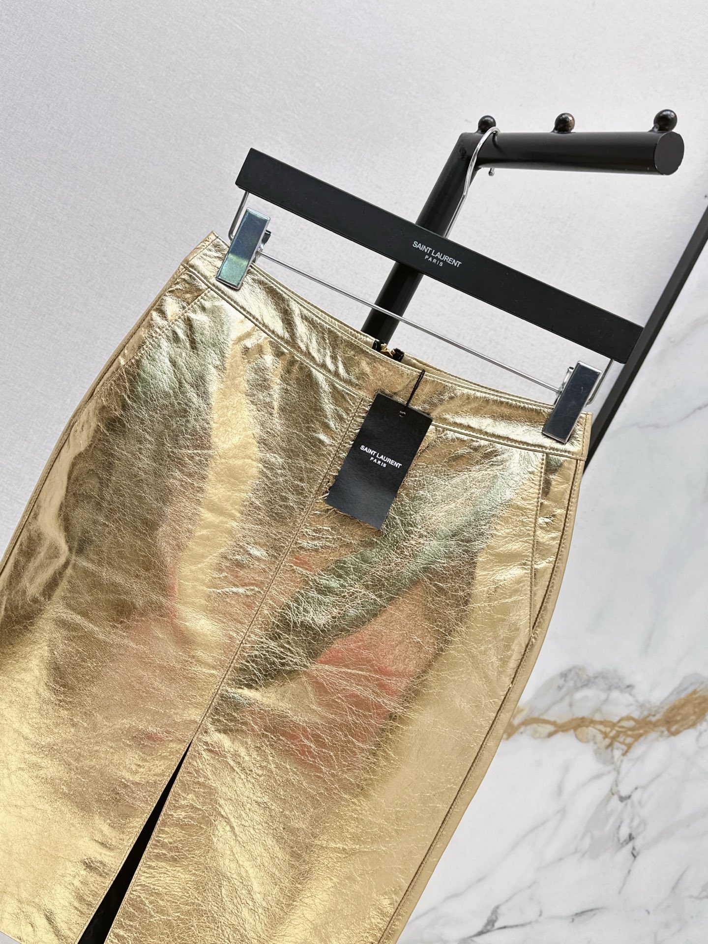 Sain 26ss metal leather skirt