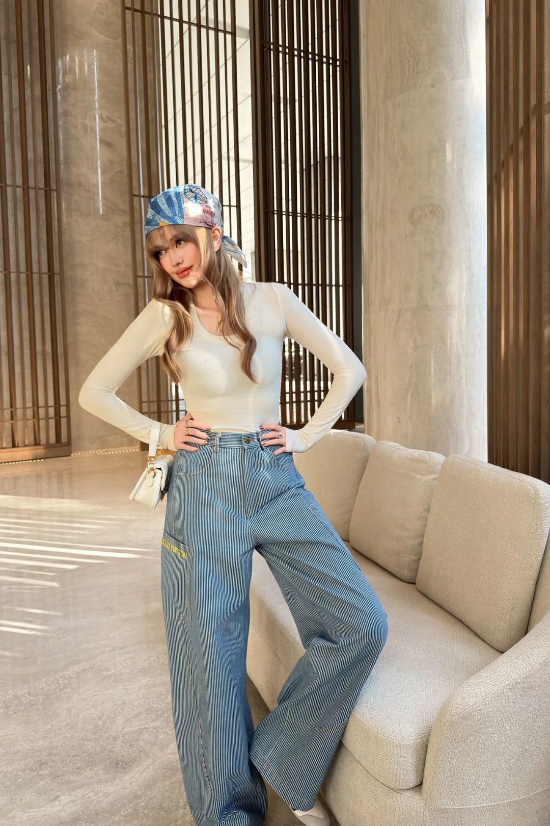 Louis 26ss stripe wide-leg jeans