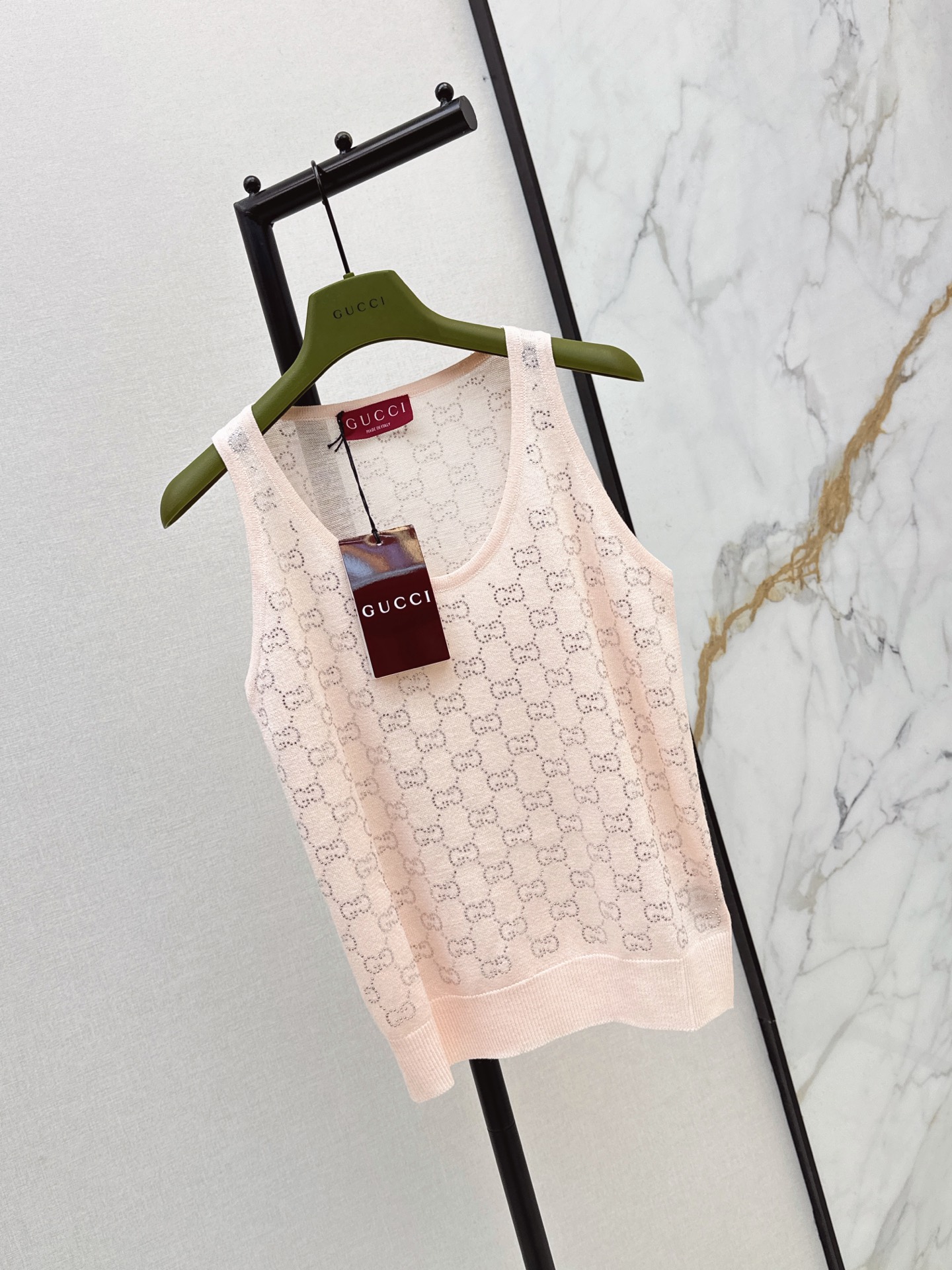 Guc 26ss rhinestone knit vest