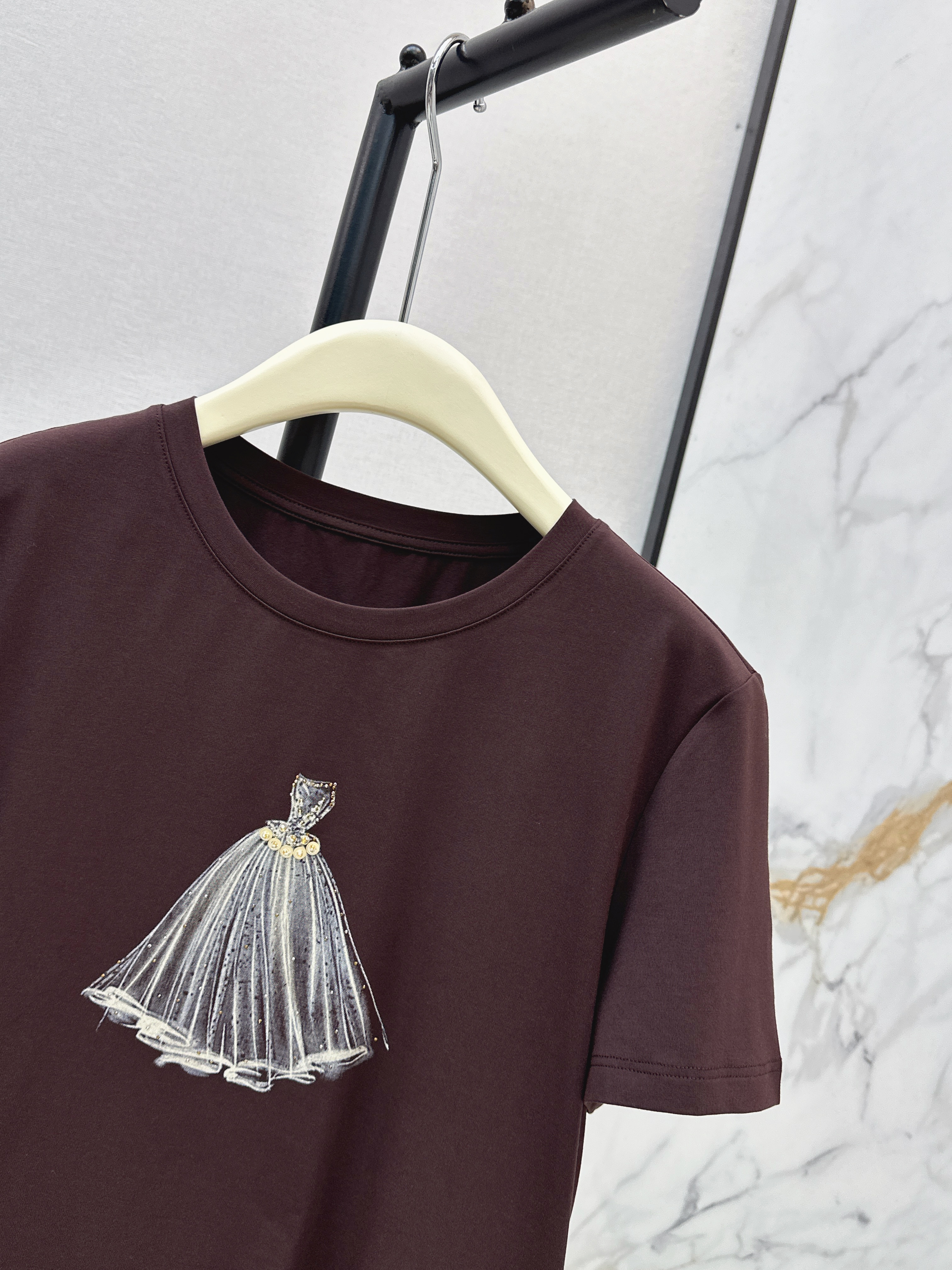 Chan 26ss beading print t-shirt