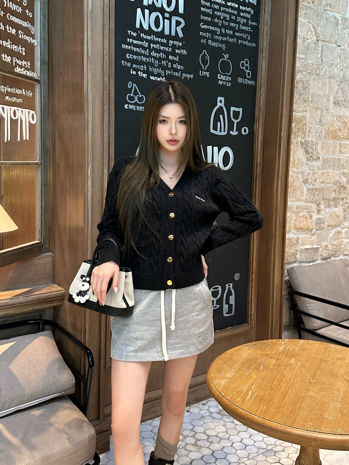 Miu 25fw cable knit cardigan