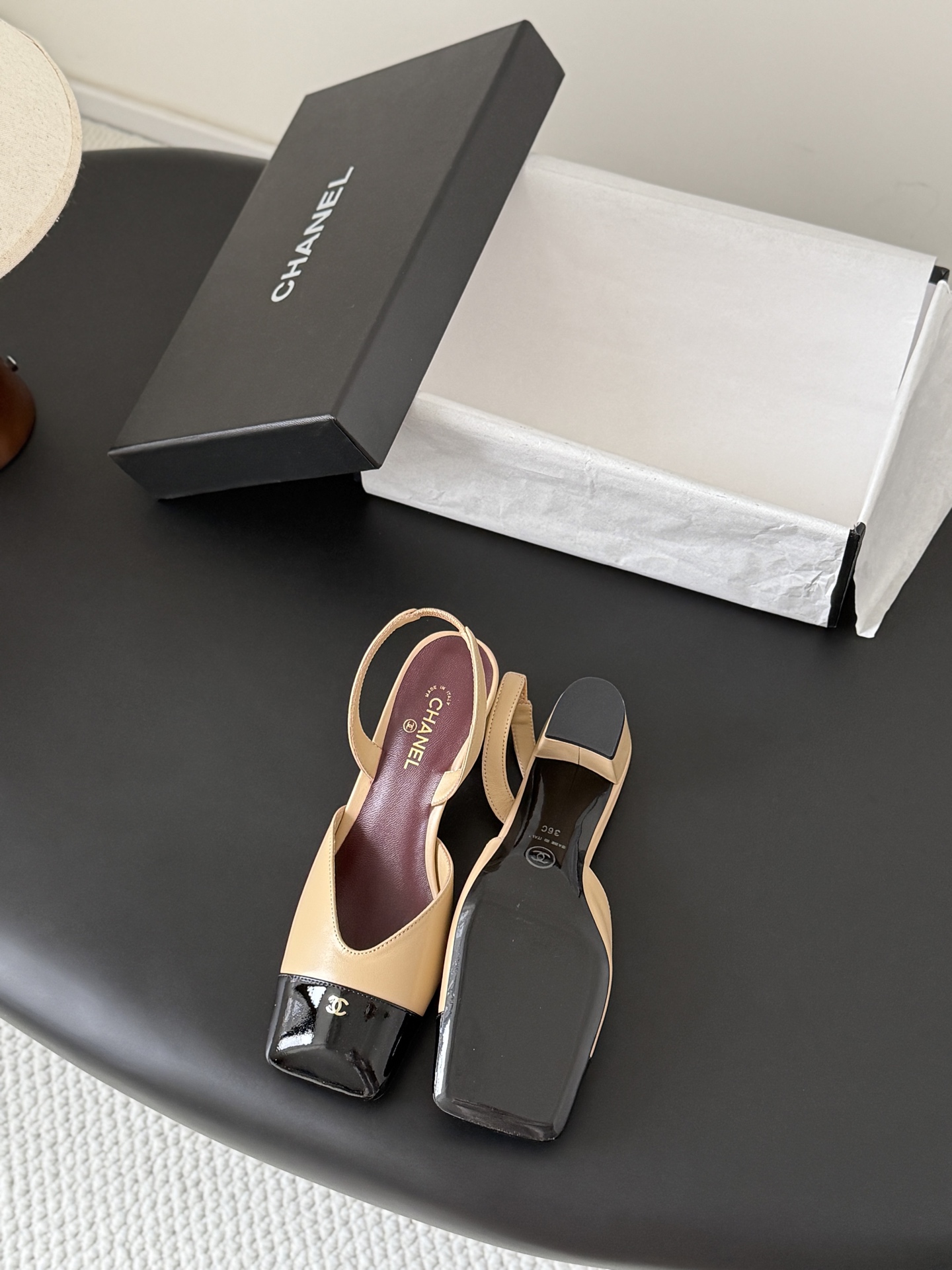 Chan two-tone slingback pumps