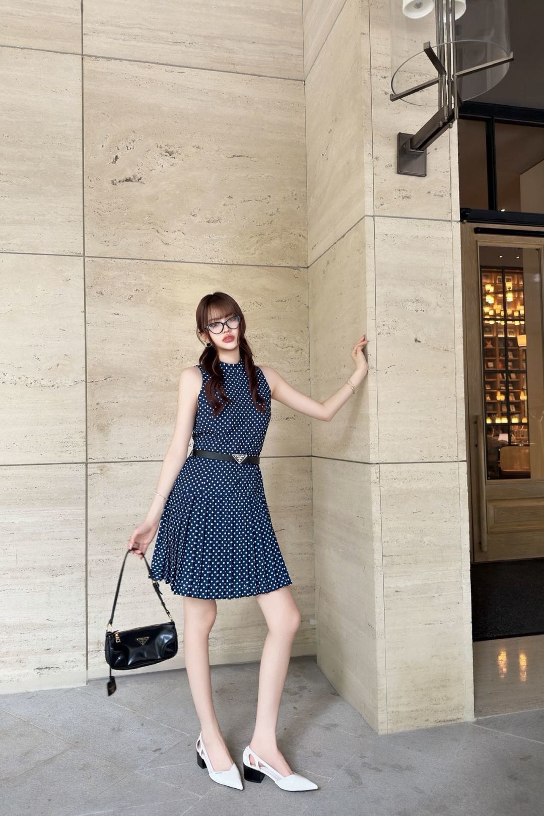 Pra 26ss polk dot sleeveless dress