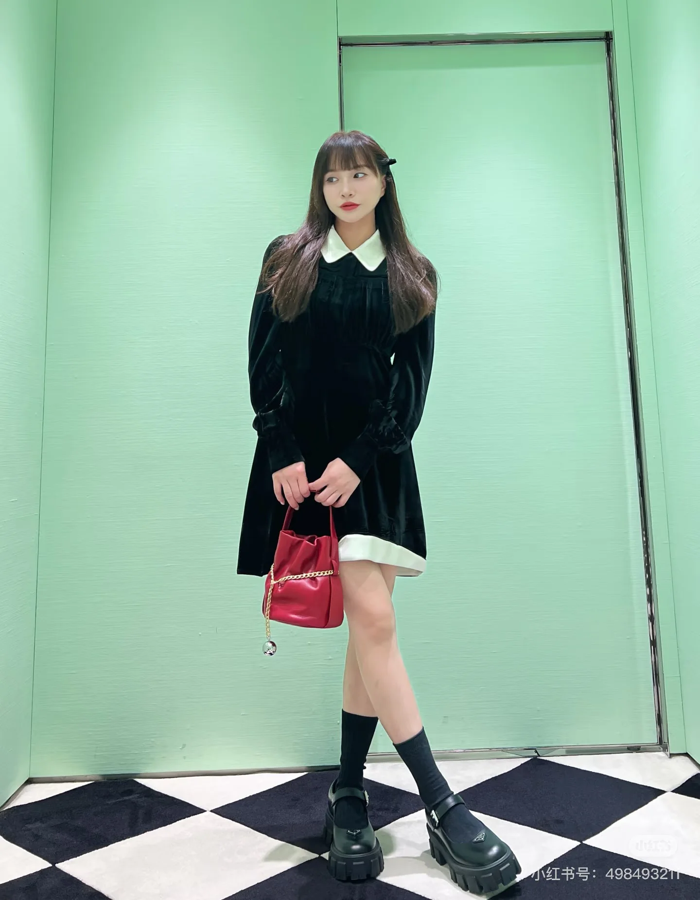 Prad 26ss velvet dress