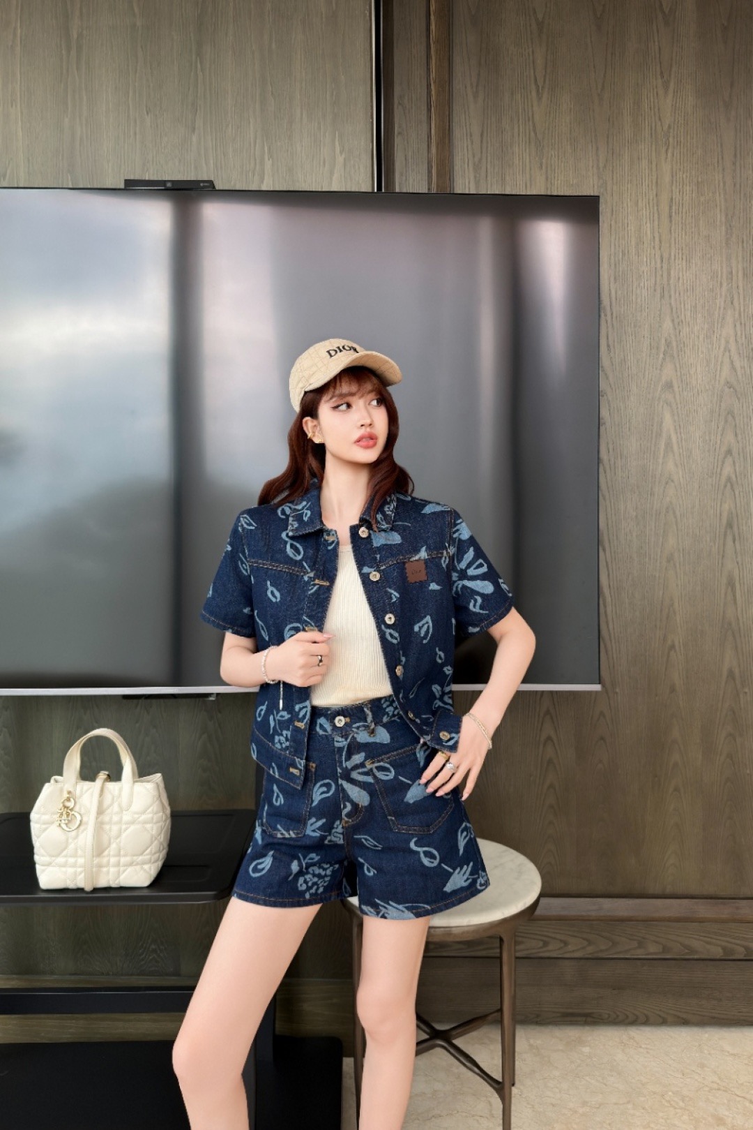 CD 26ss print denim shirt