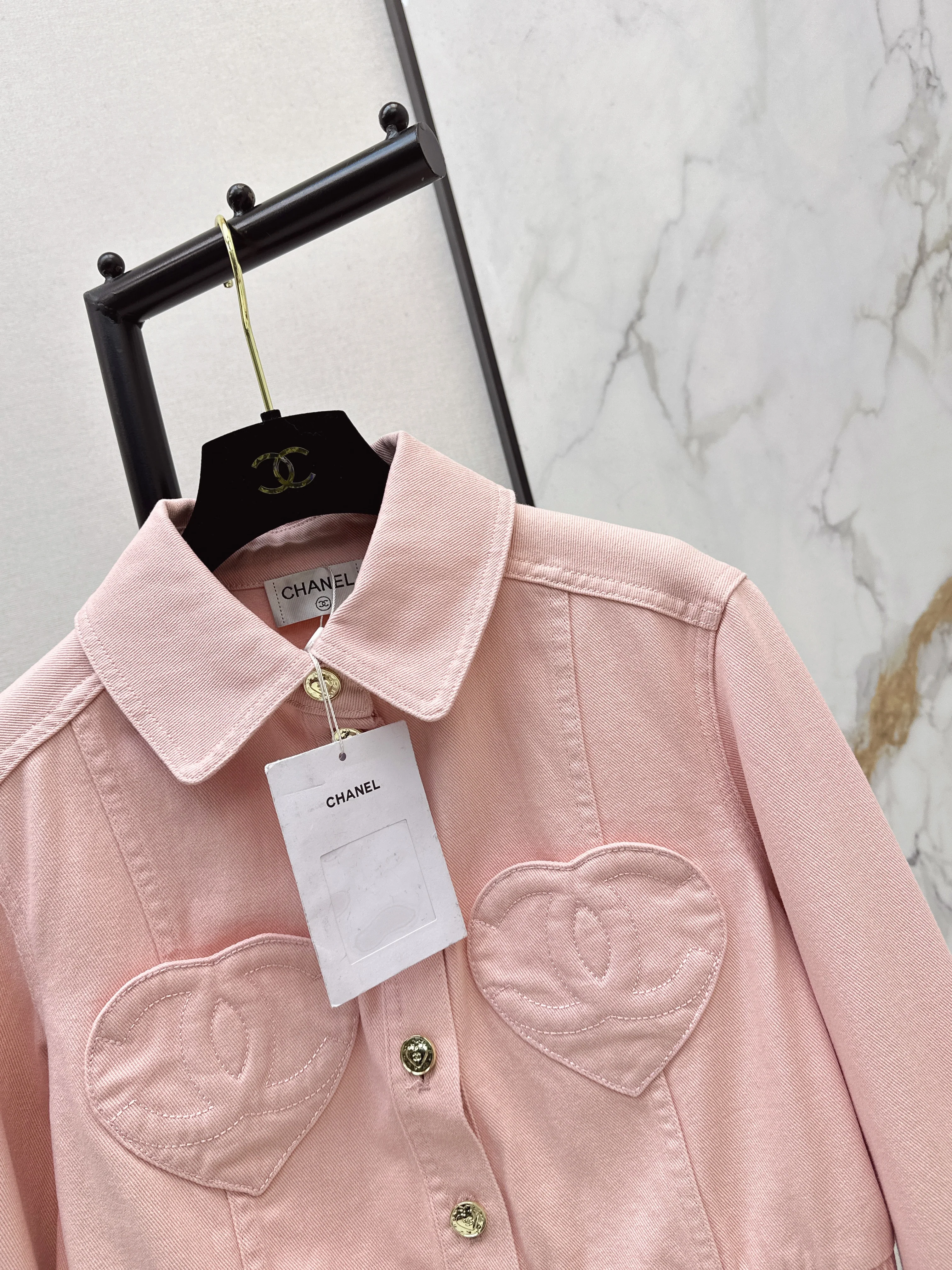 Chan 26ss heart denim jacket