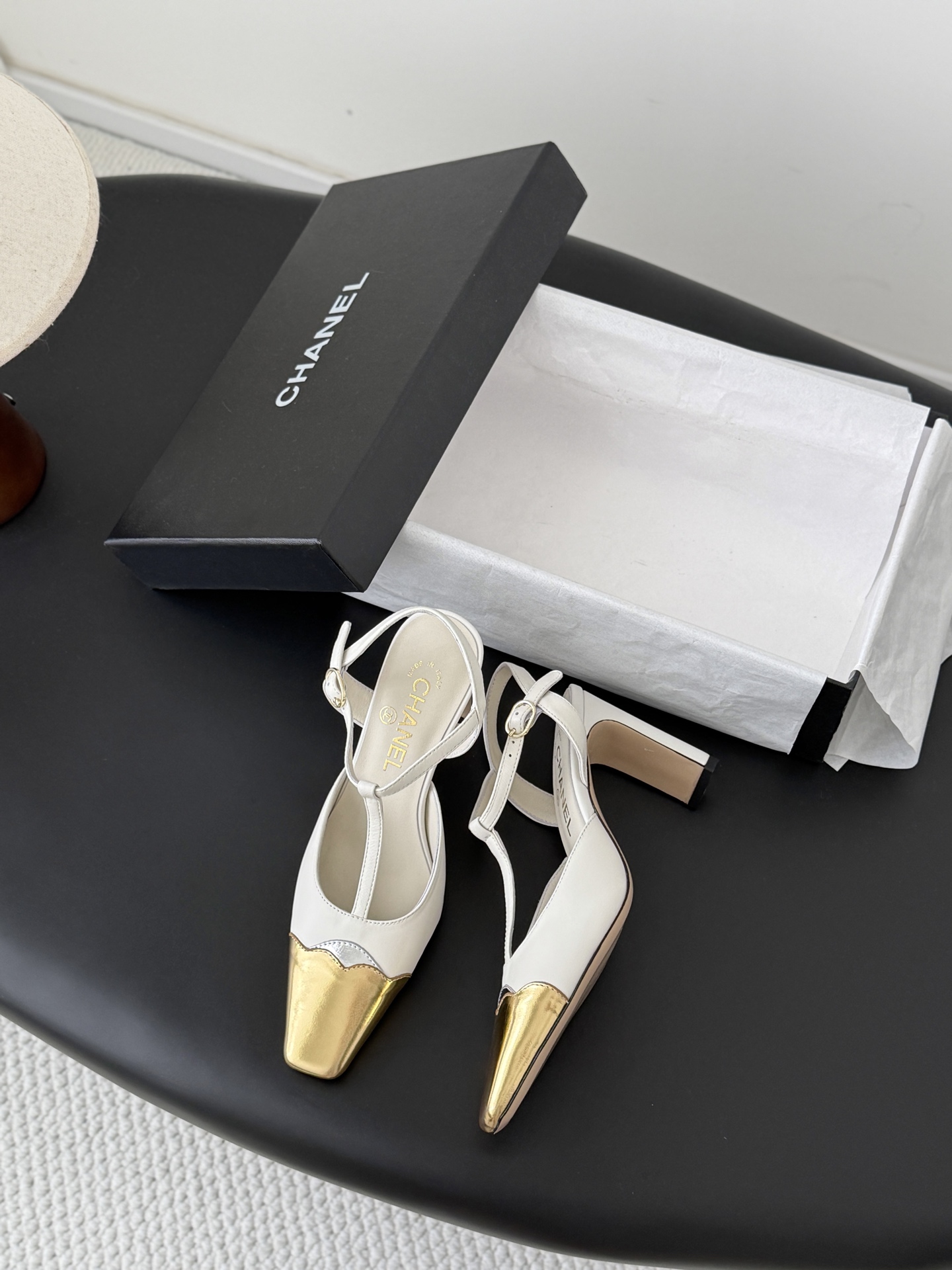 Chan 26P t-strap slingback heels