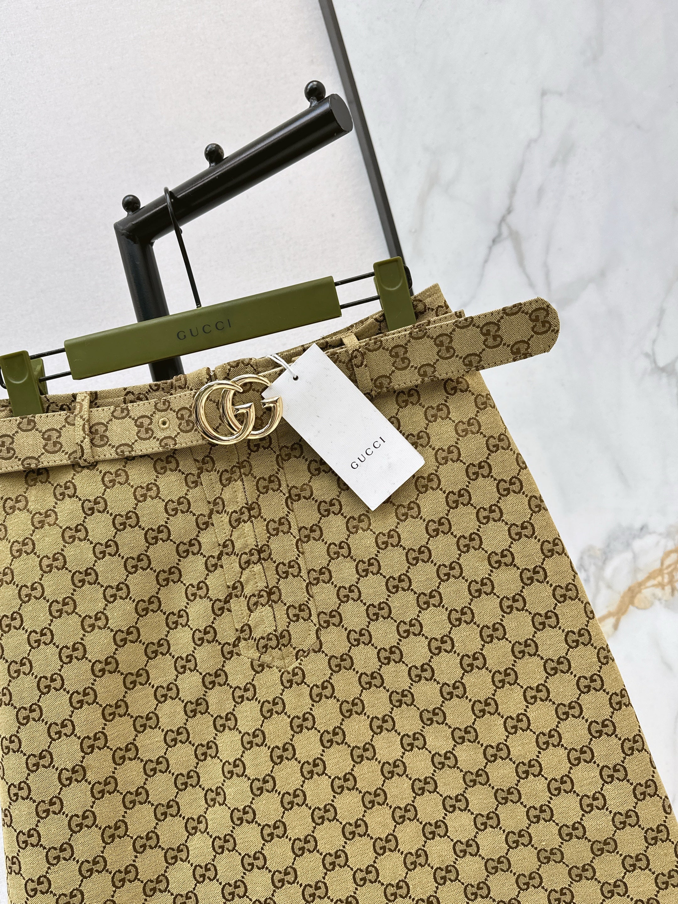 Gucc 26ss jacquard skirt with belted