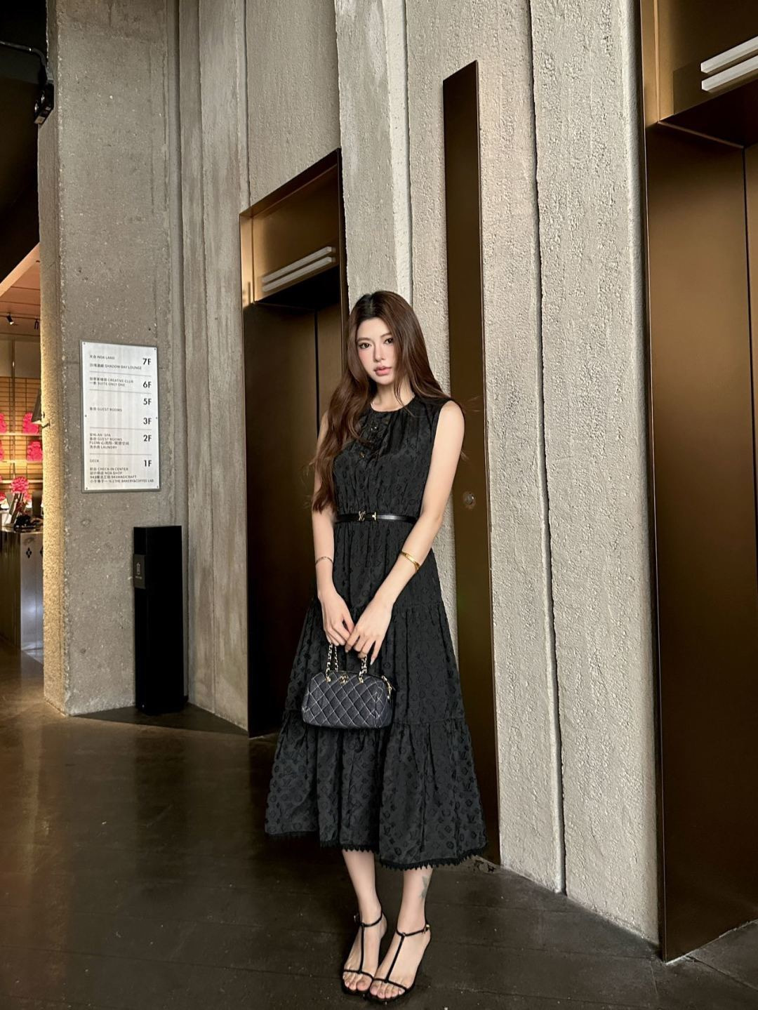 Loui 26ss jacquard sleeveless dress