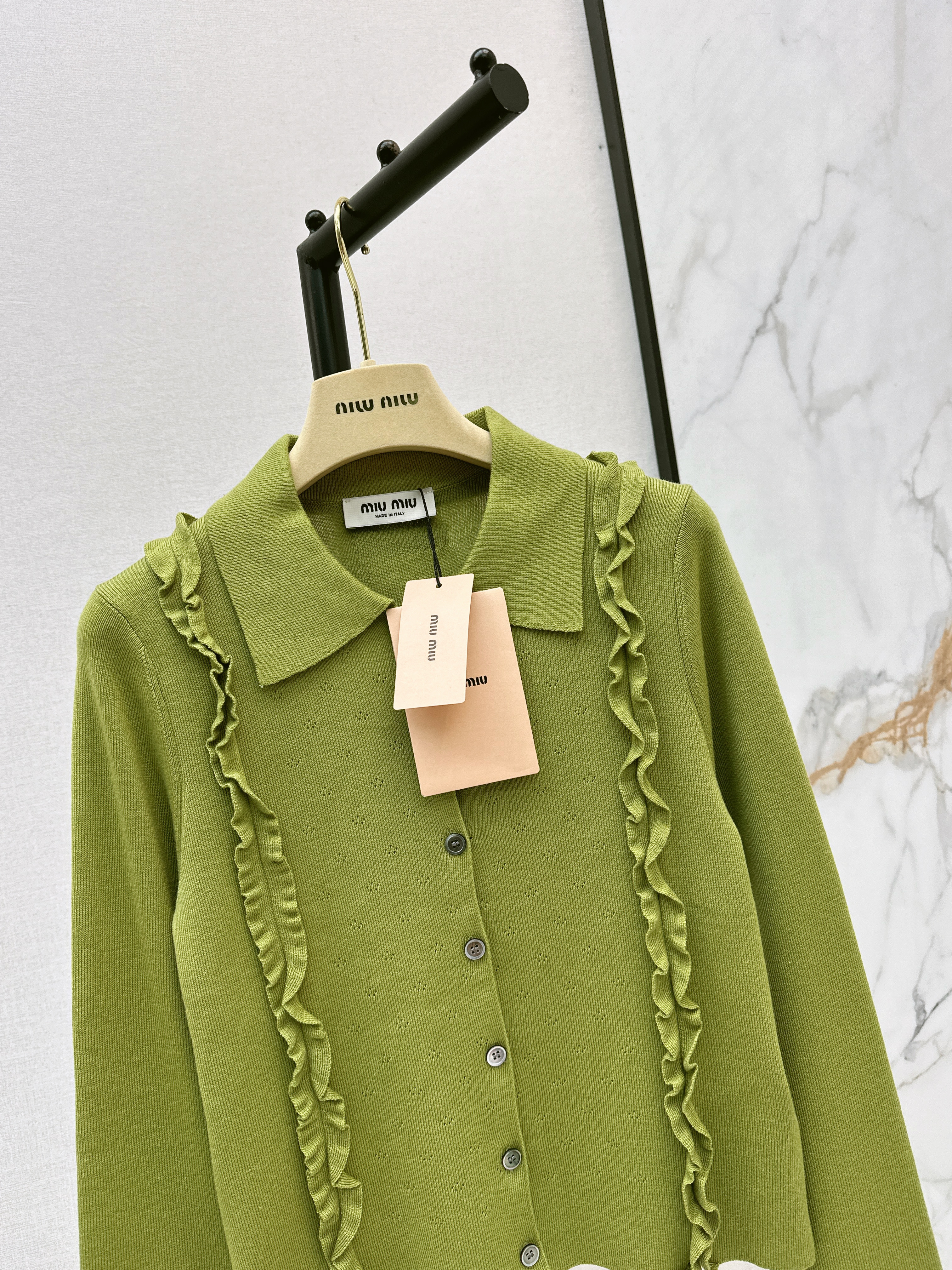 Miu 26ss ruffle cardigan