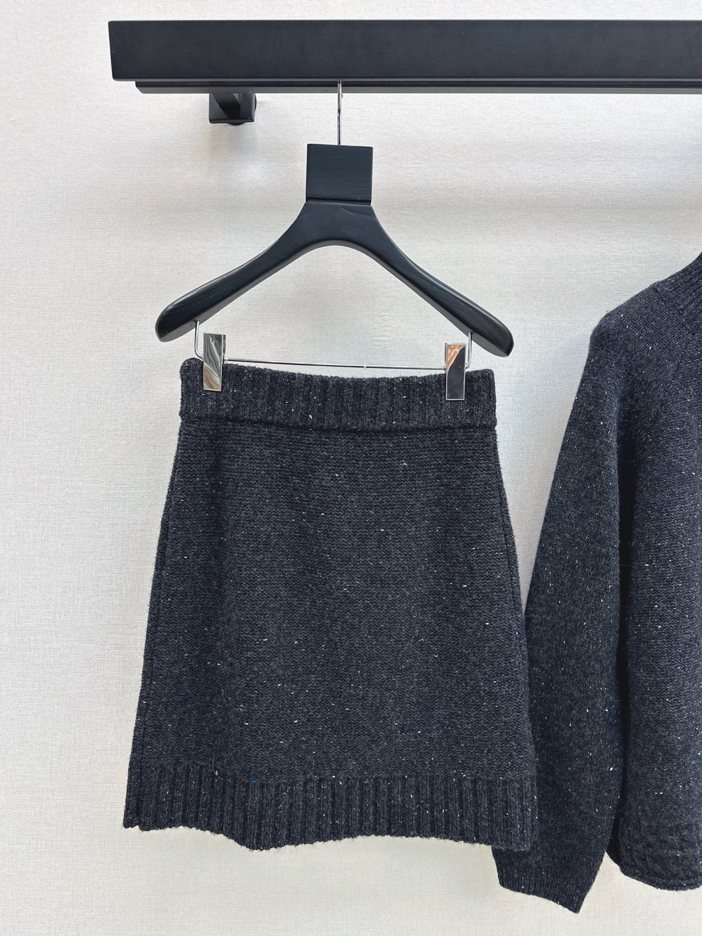 Brun 26ss knit high neck sweater+skirt outfit set