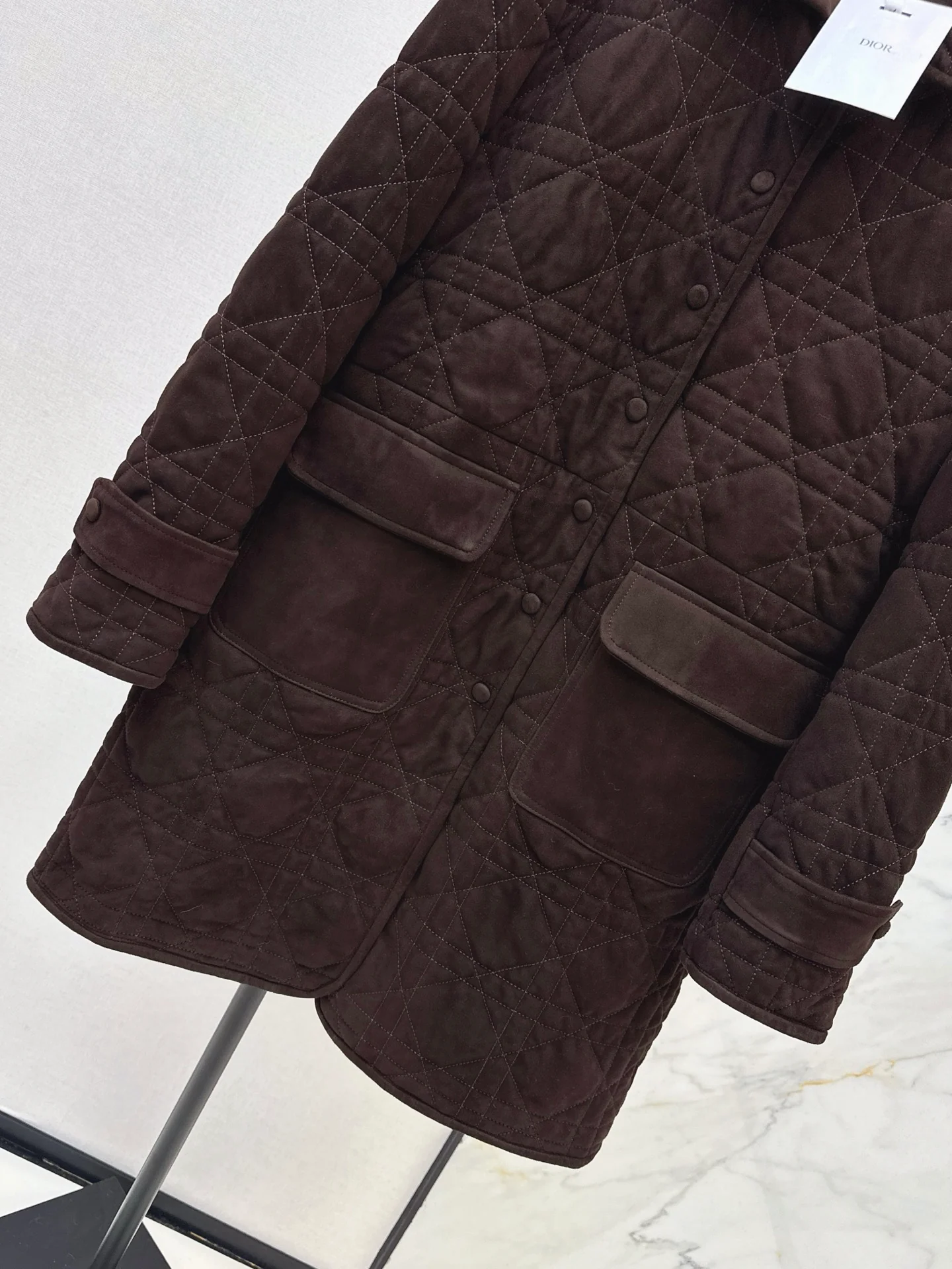 CD 25fw suede padded long jacket