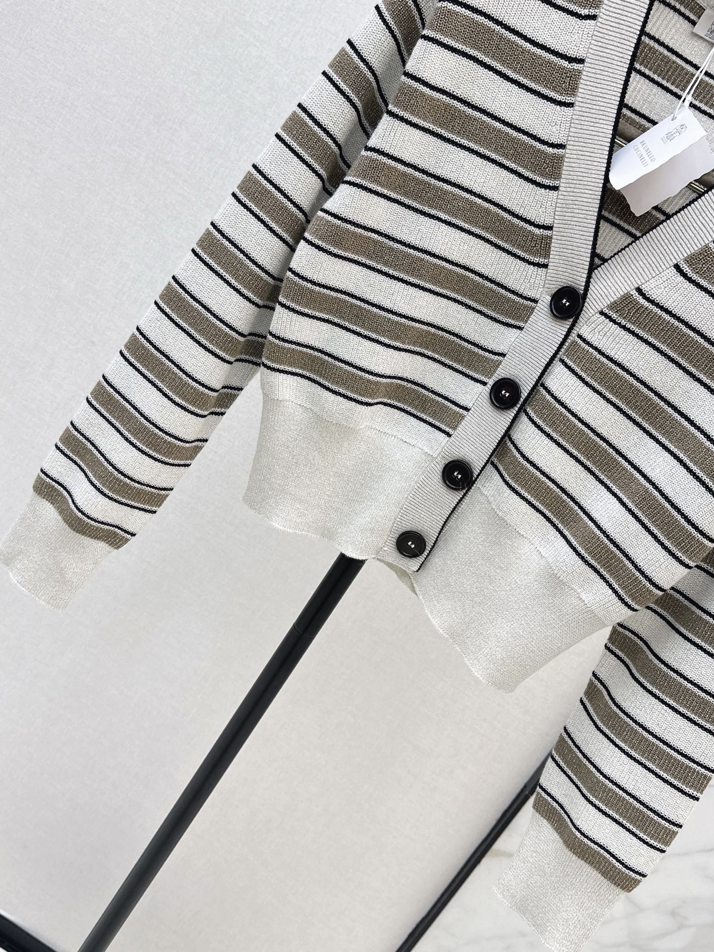 Brun 26ss stripe knit cardigan