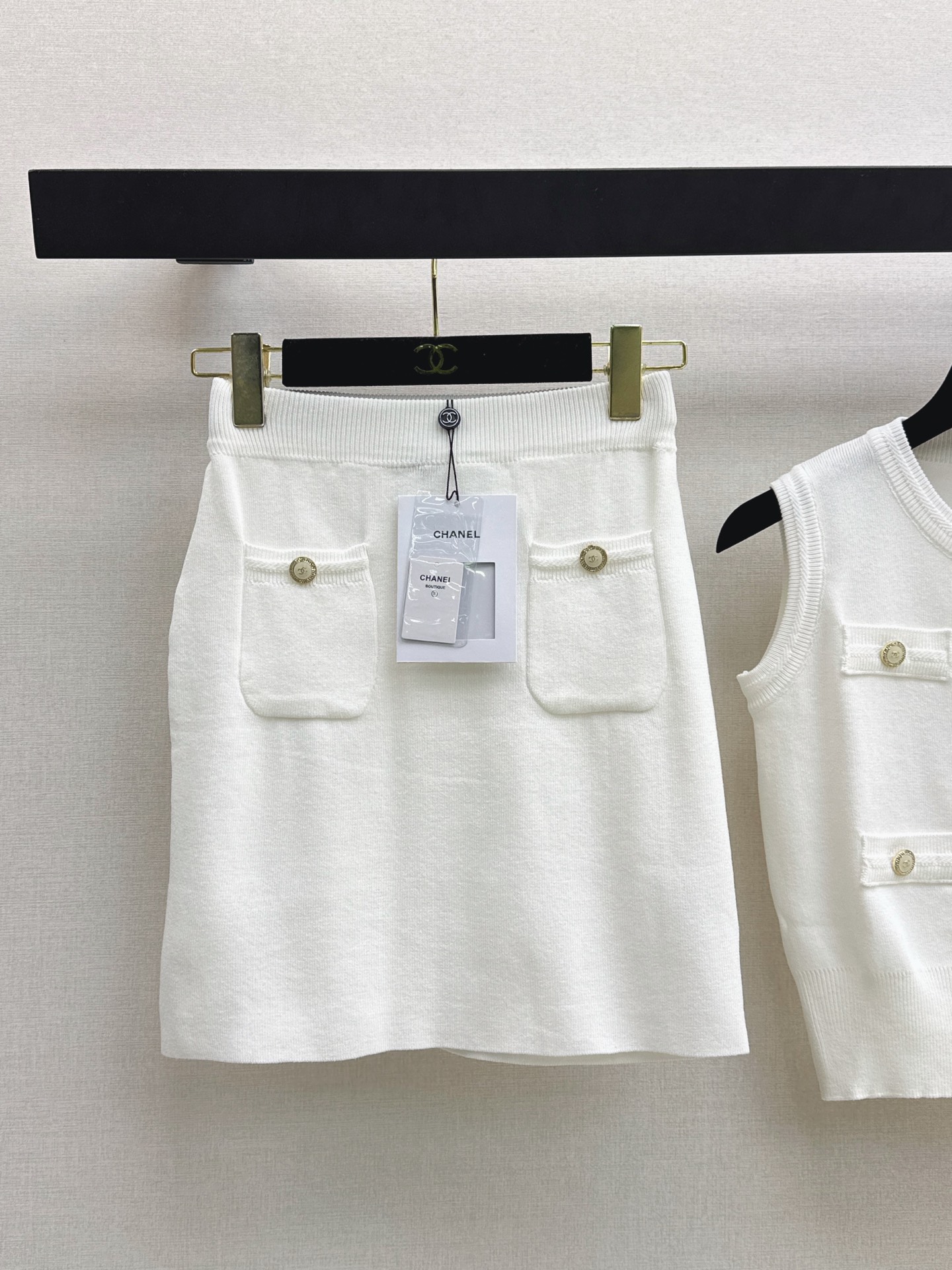 Chan 26ss knit vest skirt set