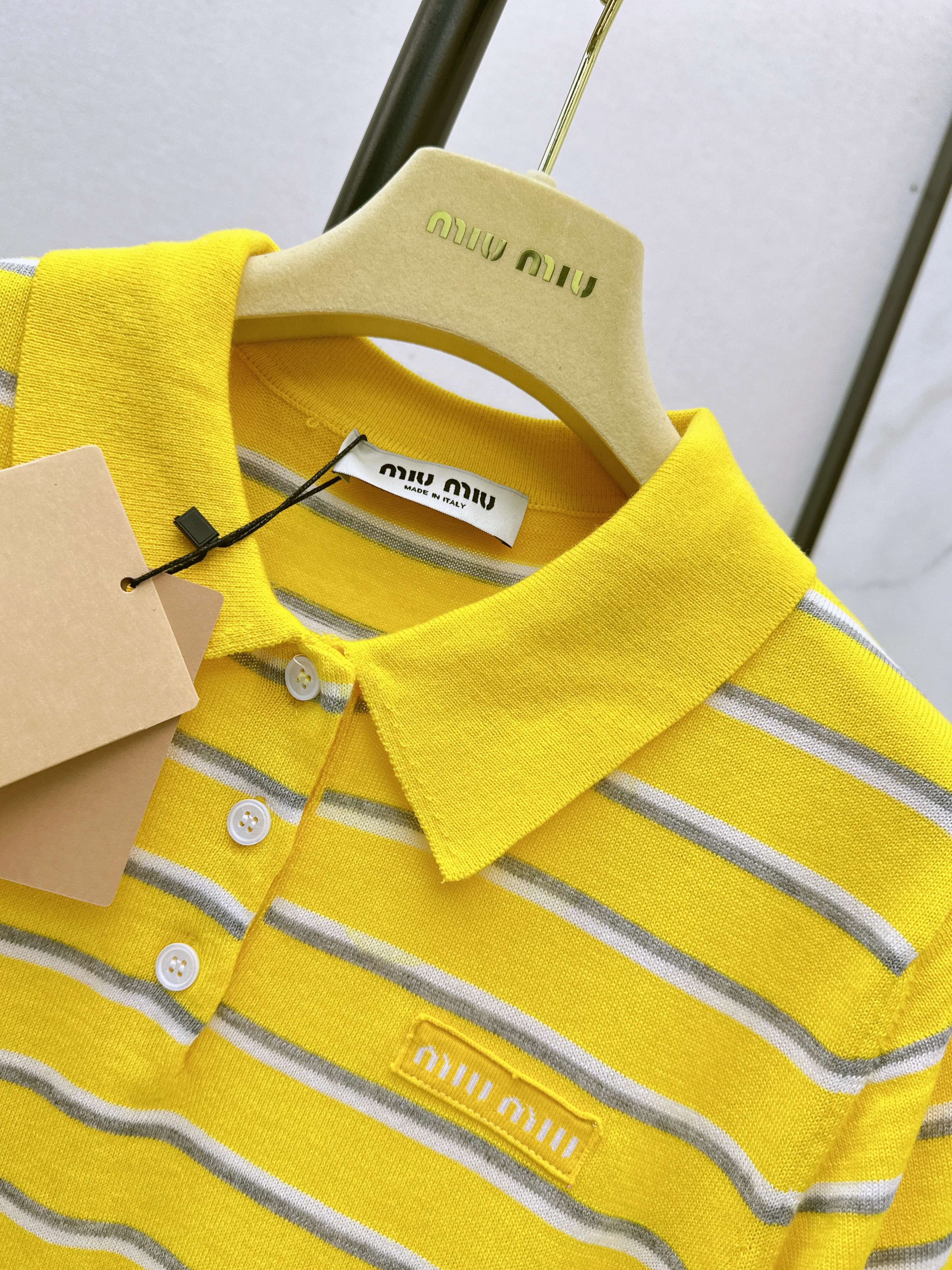 Miu 26ss stripe polo knit sweater
