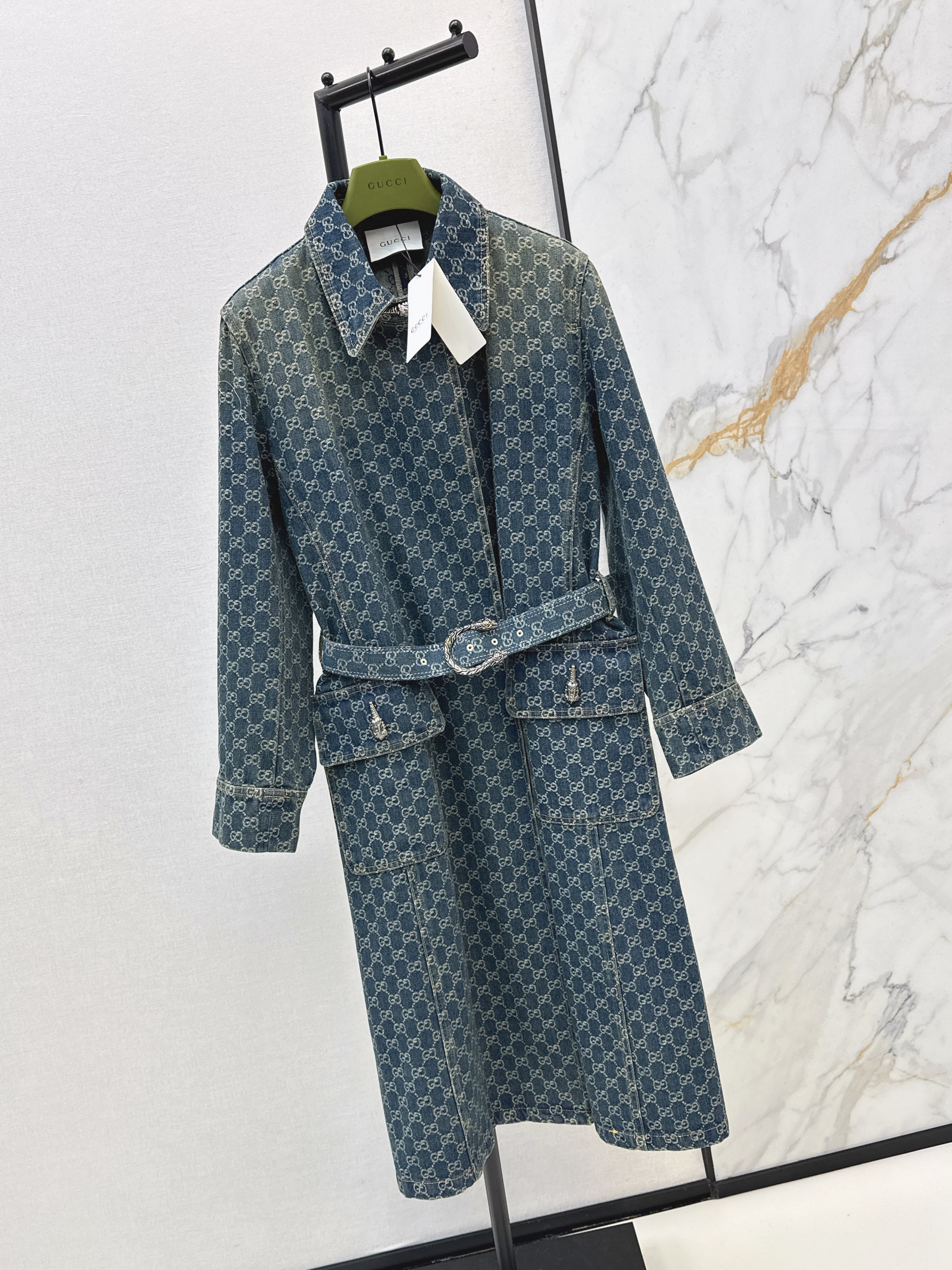 Guc 26ss jacquard denim overcoats