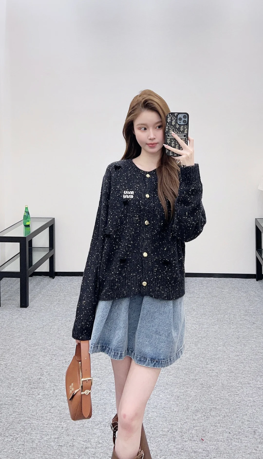 Miu 26ss 3d bow cardigan
