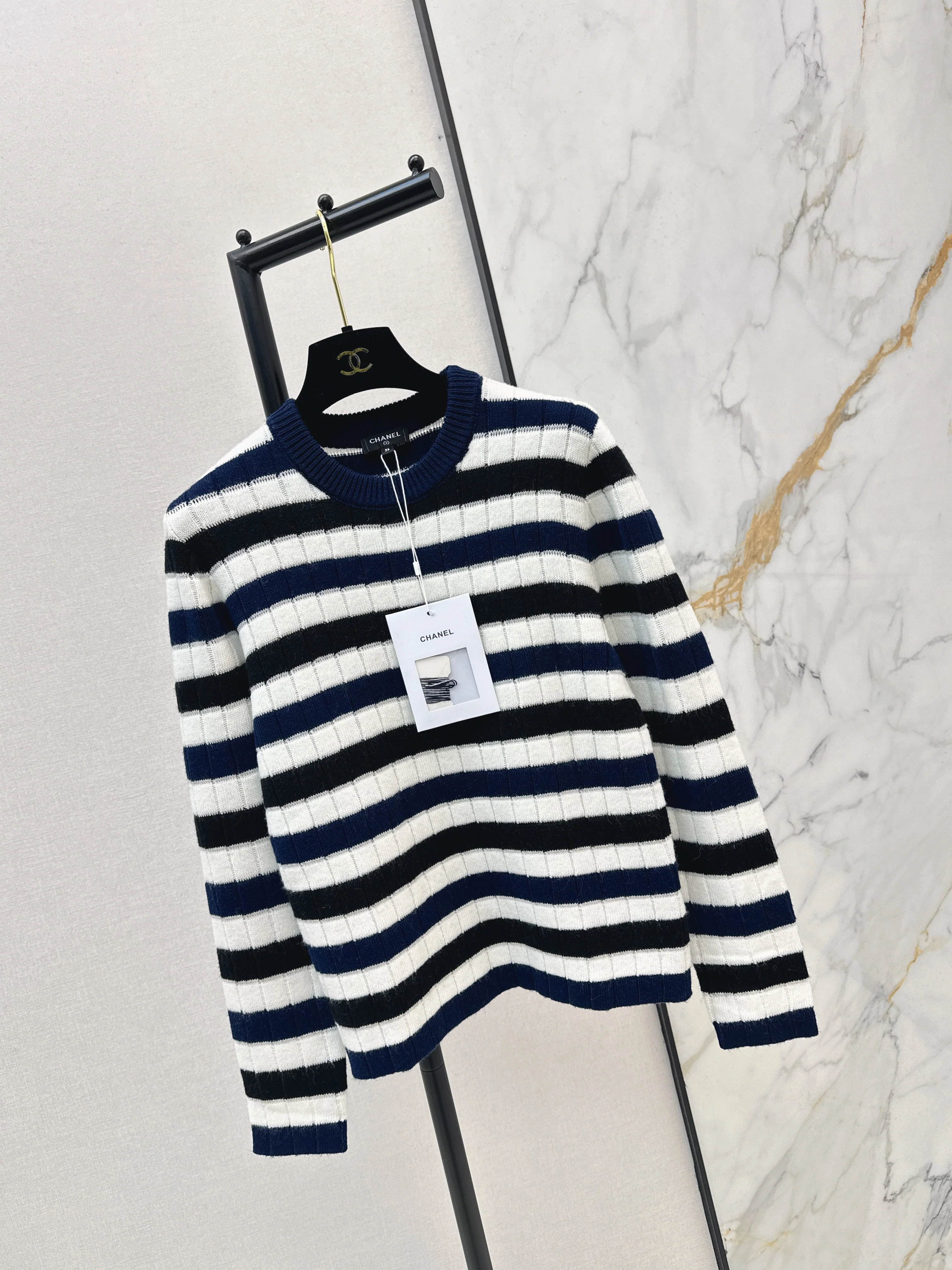 Chan 26ss stripe knitted cardigan