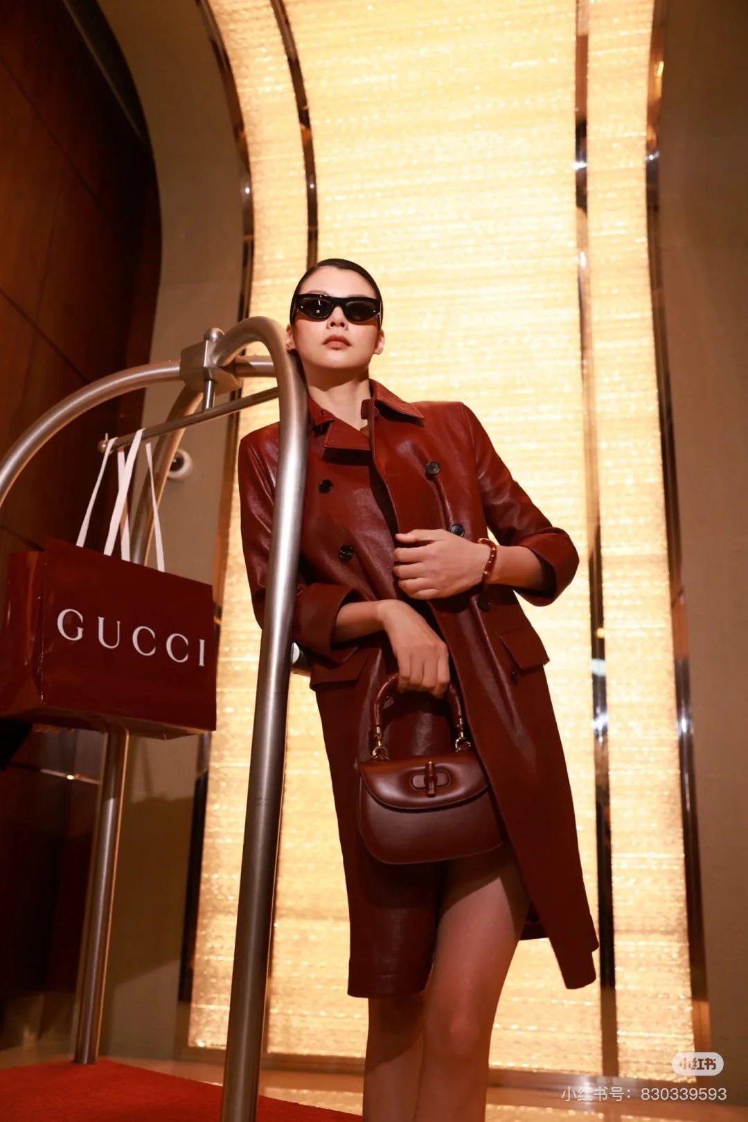 Guc 25fw leather trench coat