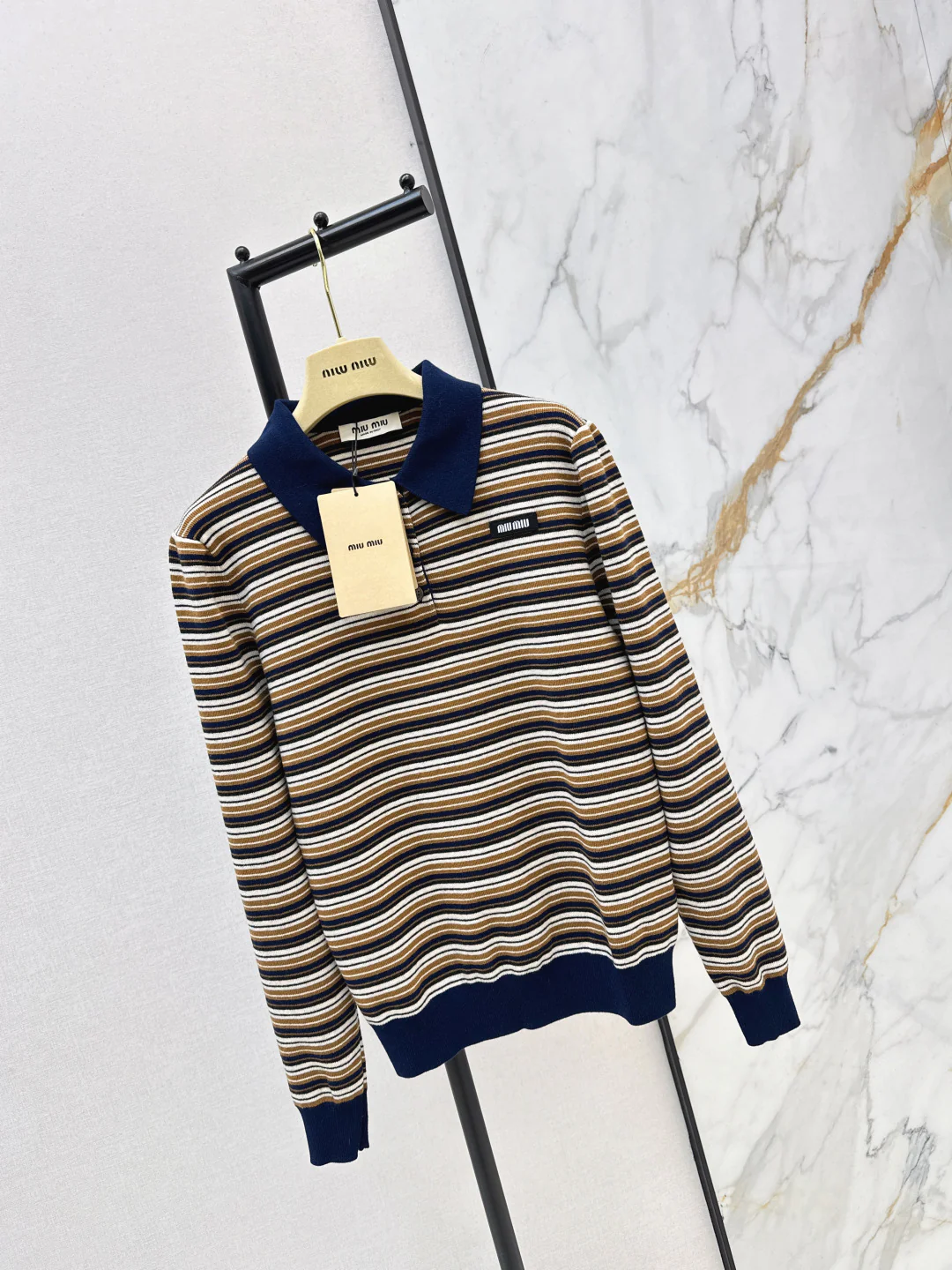 Miu 26ss stripe polo shirts