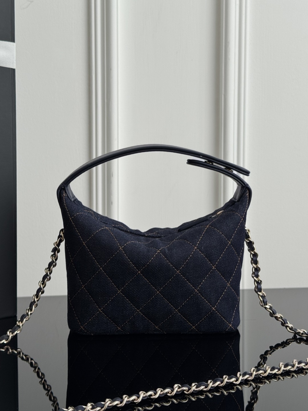 Chan 26P denim clutch with chain