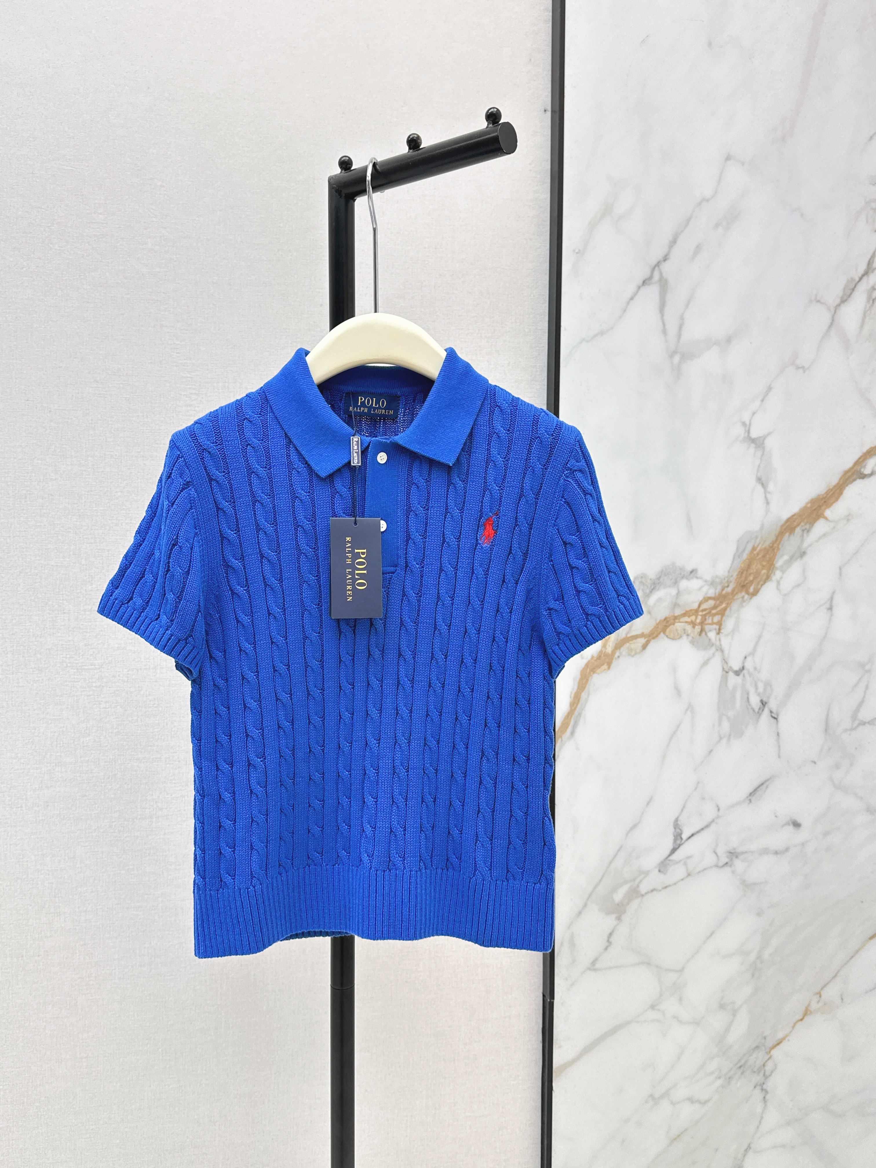 Ralp 26ss cable polo knit top