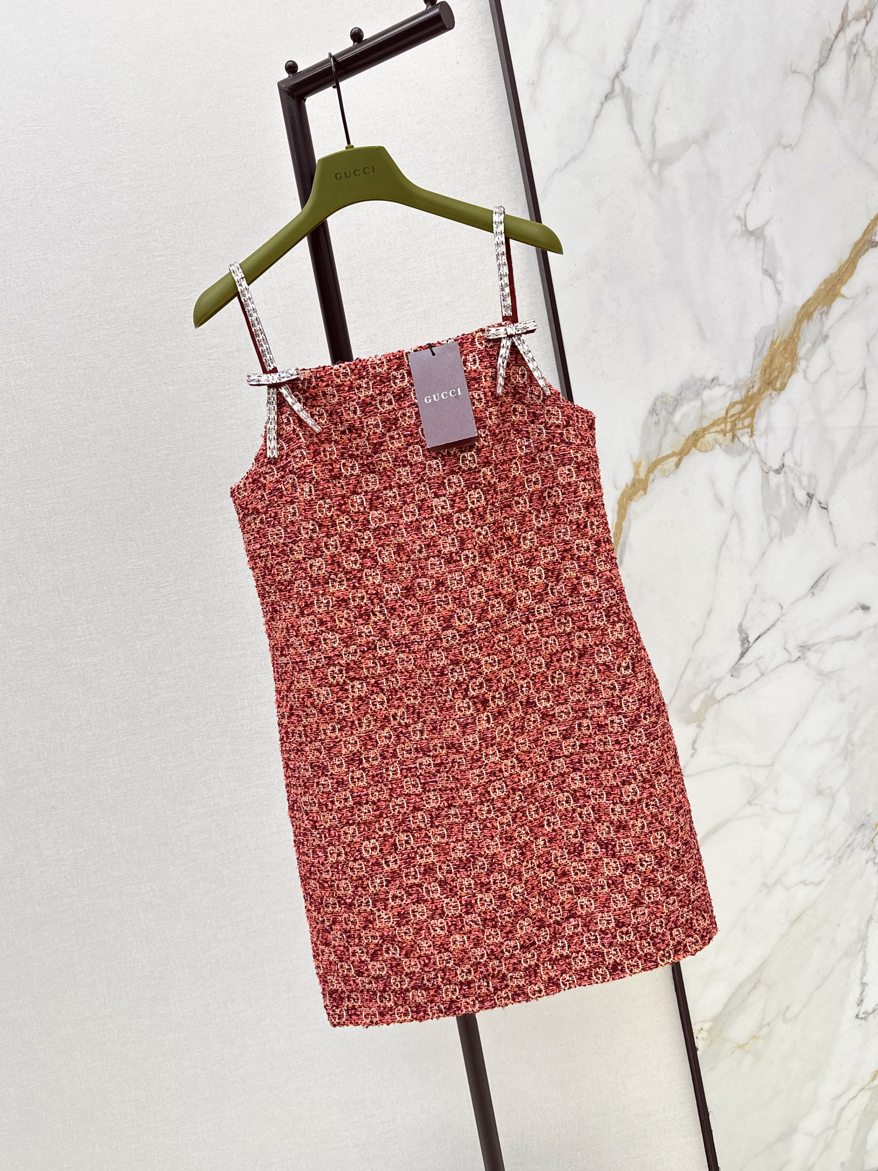 Guc 26ss jacquard slip dress