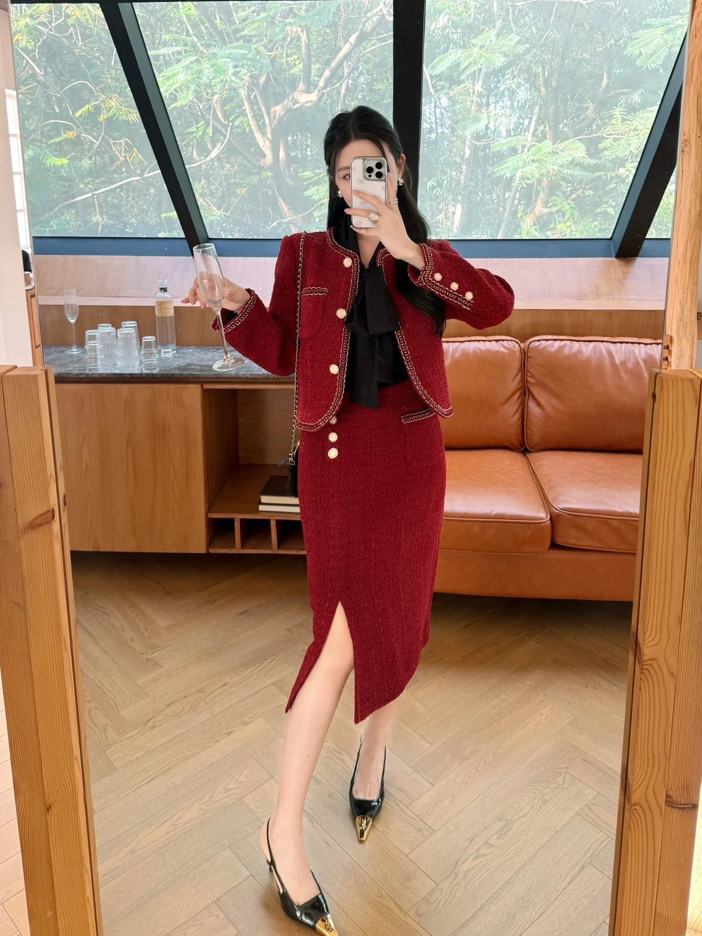 Chan 25fw woven A-line skirt