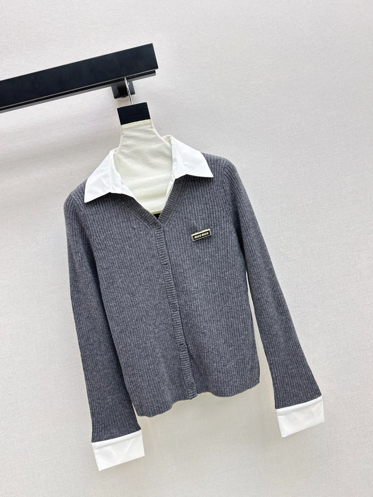 Miu 26SS 2in1 knit shirt