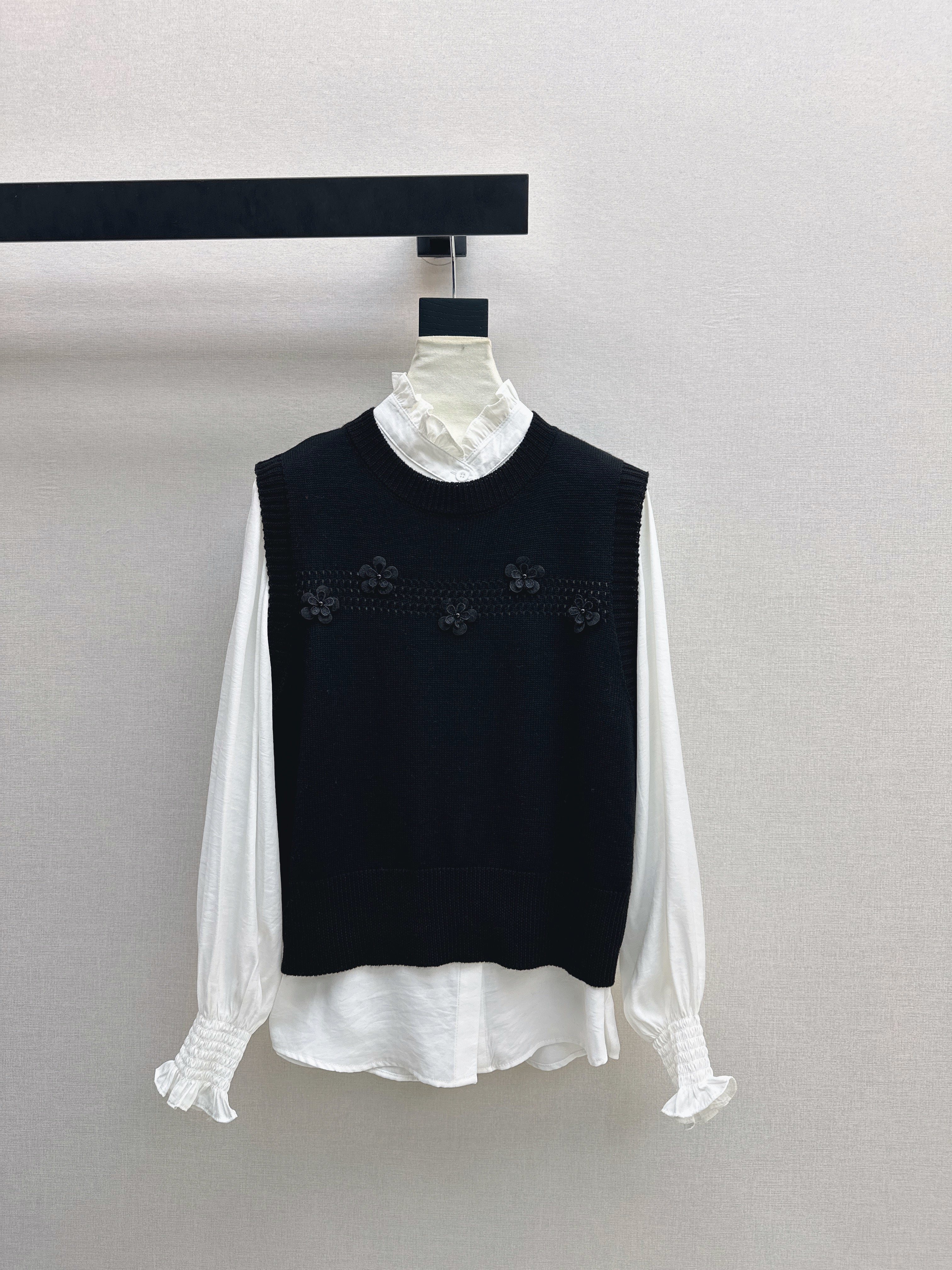 Chan 26ss elegant shirts knit vest