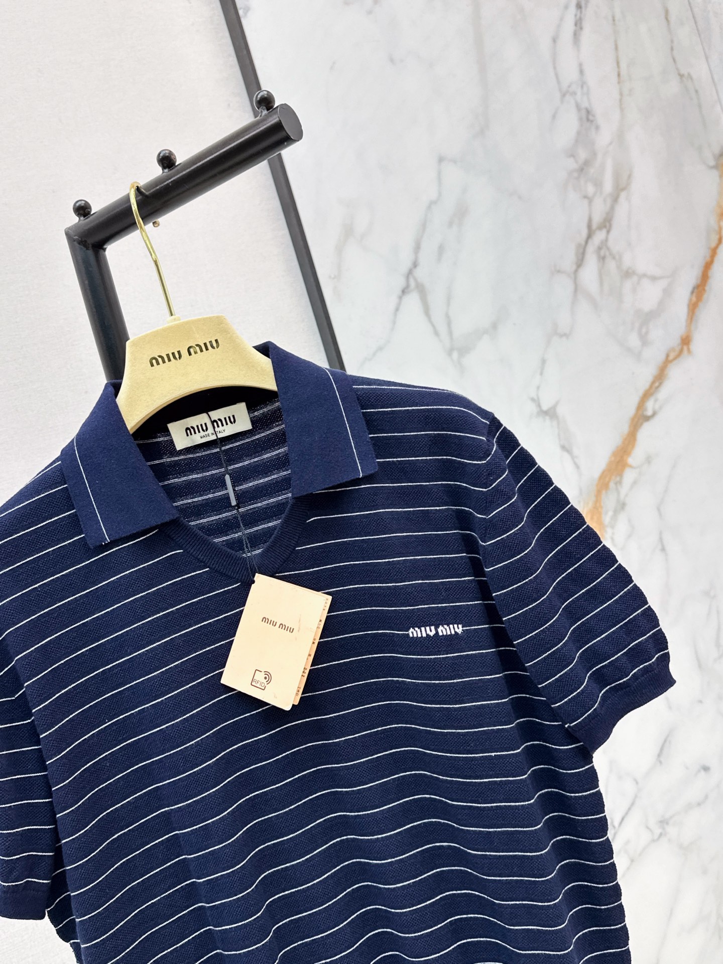 Miu 26ss stripe polo shirt