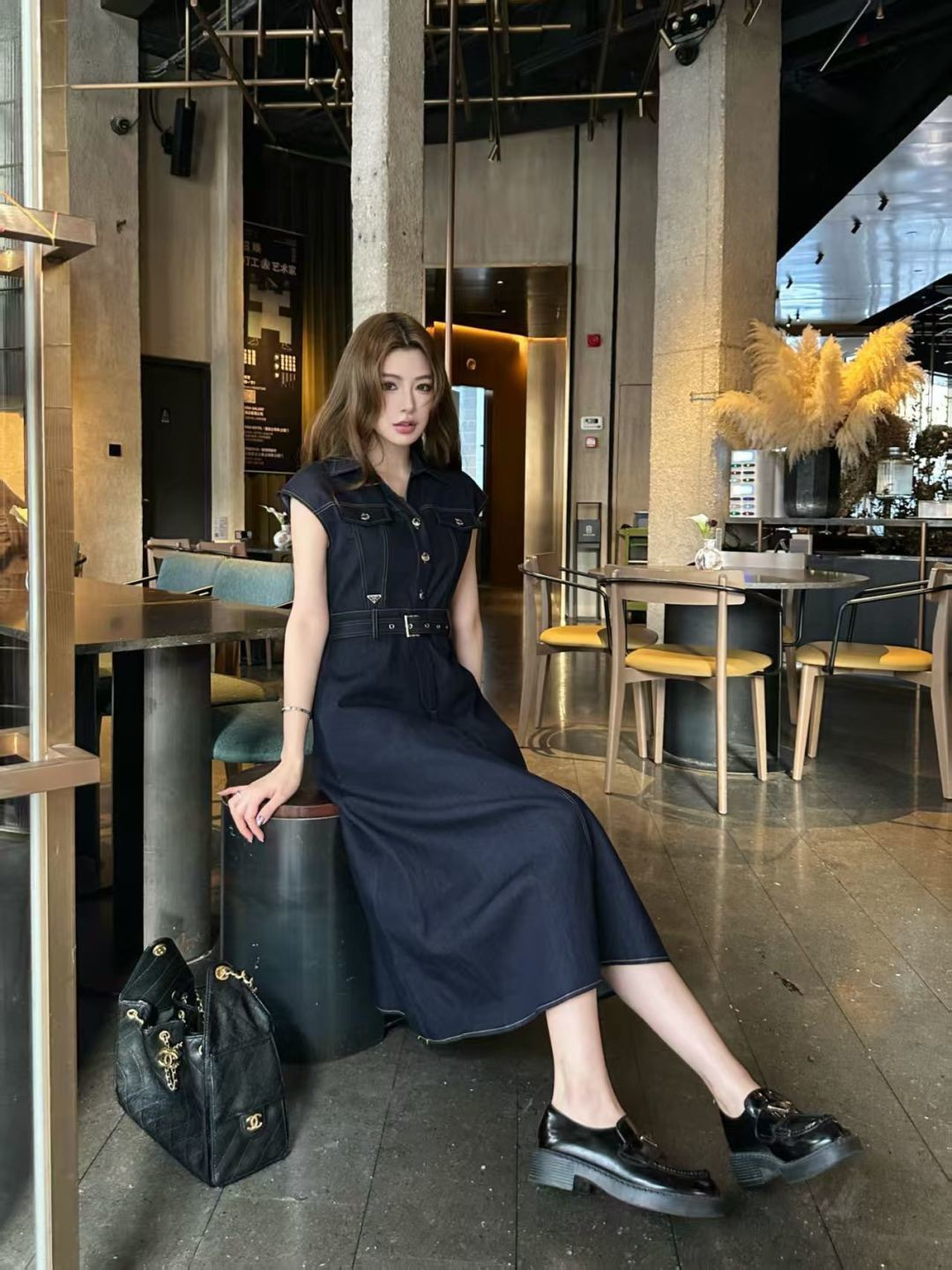 Pra 26ss denim sleeveless dress